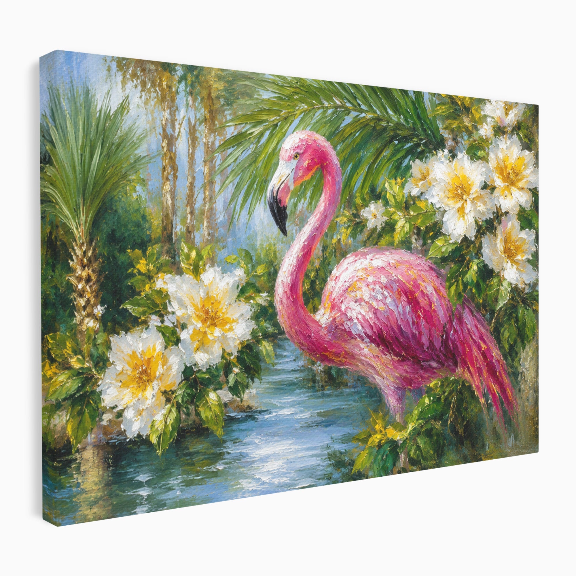 Tablou Canvas Premium LuxCanva® M1619, Flamingo Tropical, Flamingo, Tropical, Natura, Flori, Living, Culori Vibrante