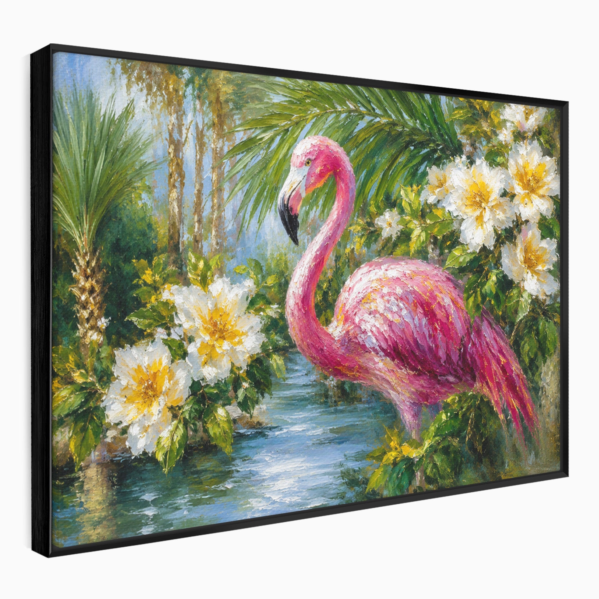 Tablou Canvas Premium LuxCanva® M1619, Flamingo Tropical, Flamingo, Tropical, Natura, Flori, Living, Culori Vibrante