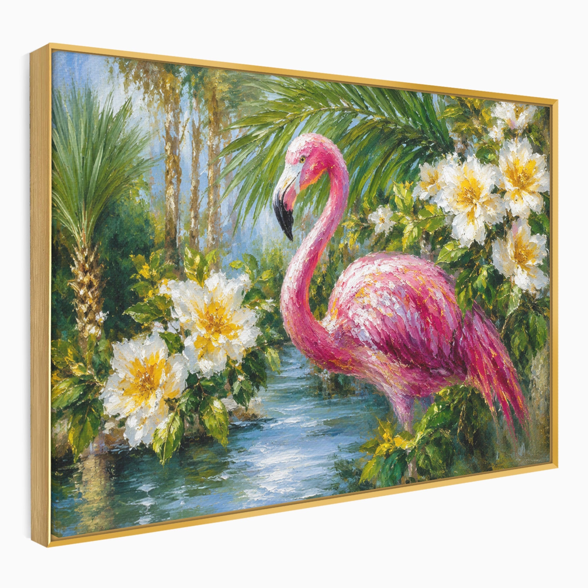 Tablou Canvas Premium LuxCanva® M1619, Flamingo Tropical, Flamingo, Tropical, Natura, Flori, Living, Culori Vibrante