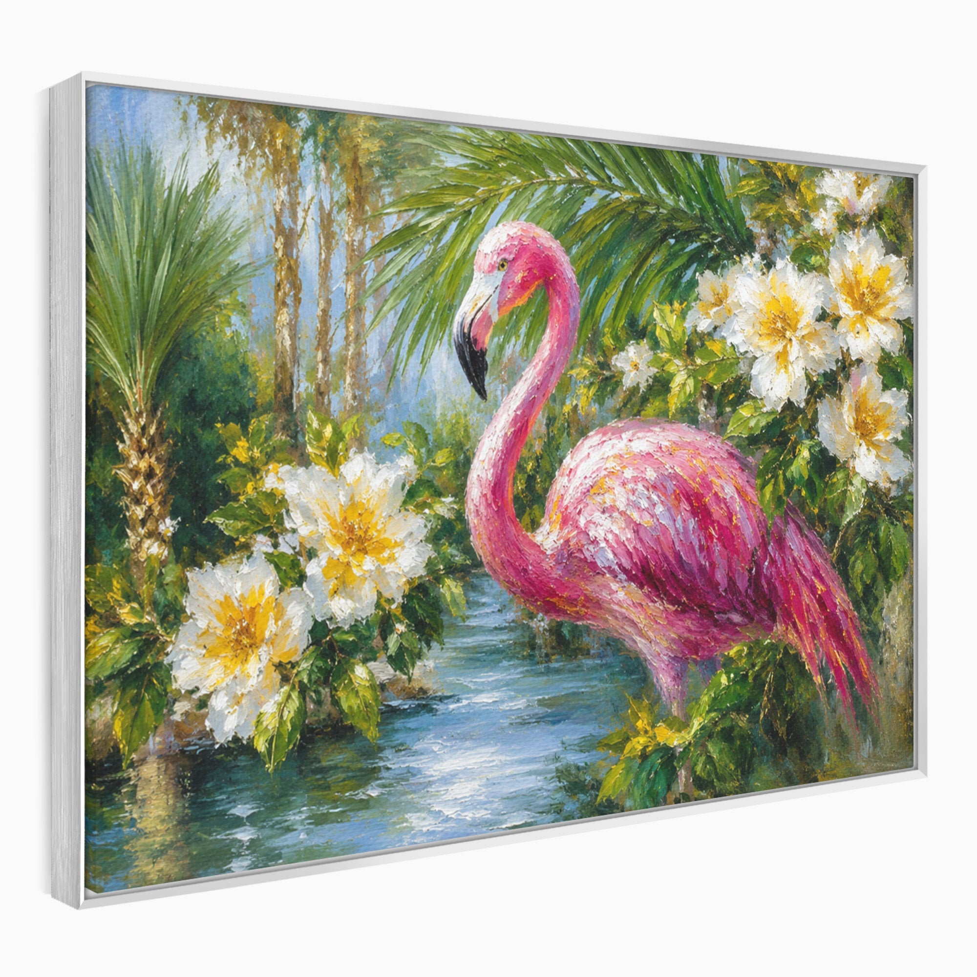 Tablou Canvas Premium LuxCanva® M1619, Flamingo Tropical, Flamingo, Tropical, Natura, Flori, Living, Culori Vibrante