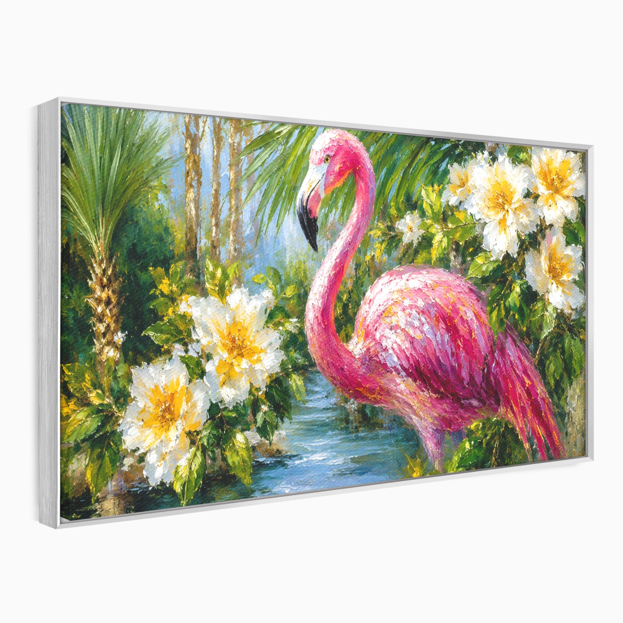 Tablou Canvas Premium LuxCanva® M1619, Flamingo Tropical, Flamingo, Tropical, Natura, Flori, Living, Culori Vibrante