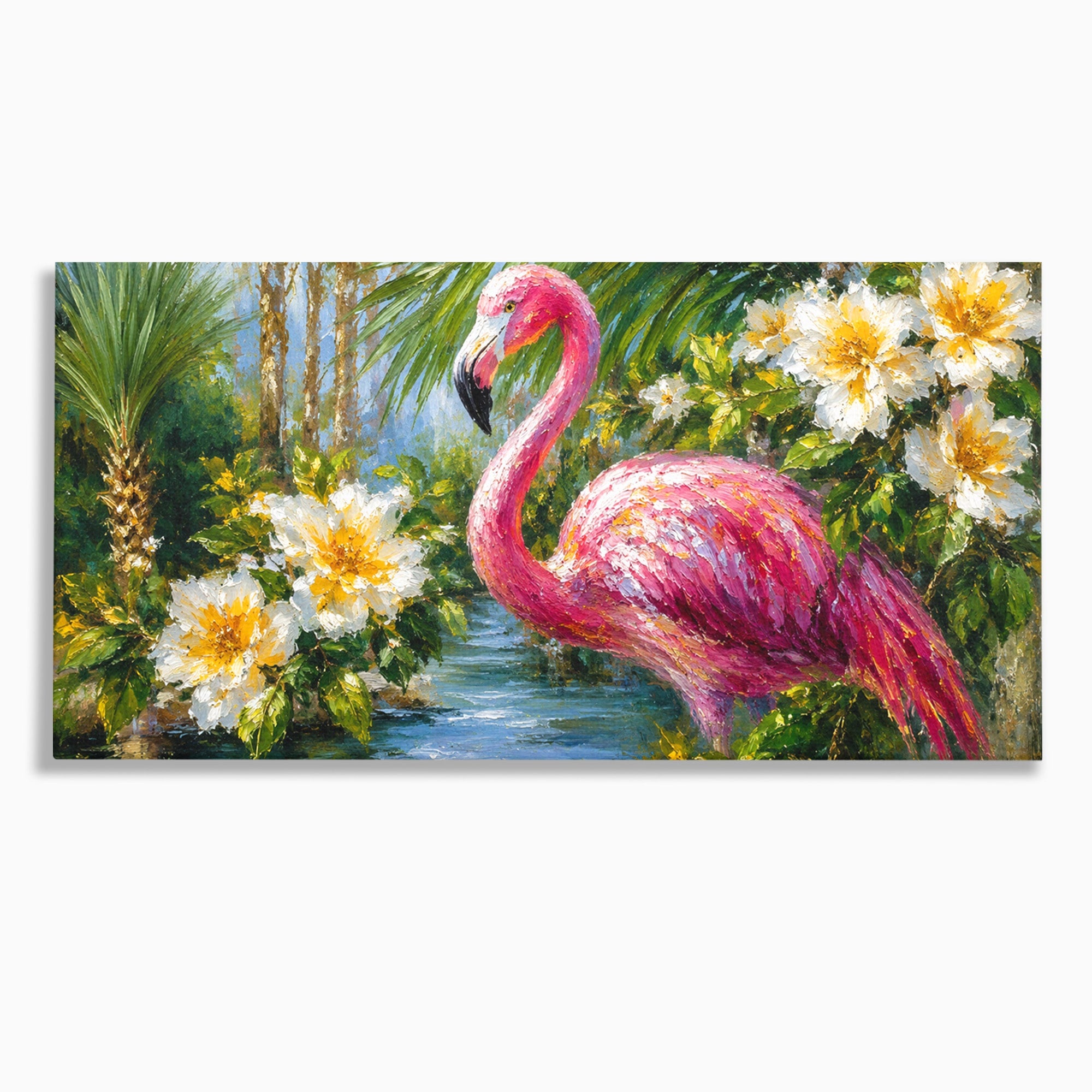 Tablou Canvas Premium LuxCanva® M1619, Flamingo Tropical, Flamingo, Tropical, Natura, Flori, Living, Culori Vibrante