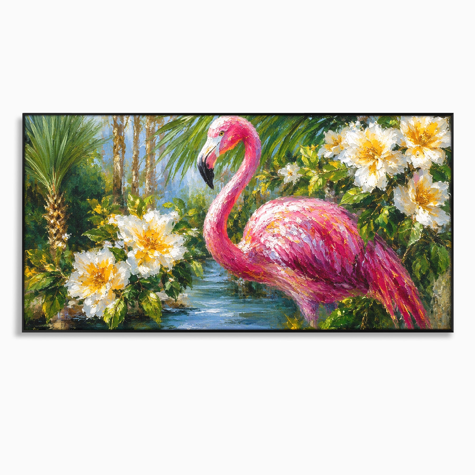 Tablou Canvas Premium LuxCanva® M1619, Flamingo Tropical, Flamingo, Tropical, Natura, Flori, Living, Culori Vibrante