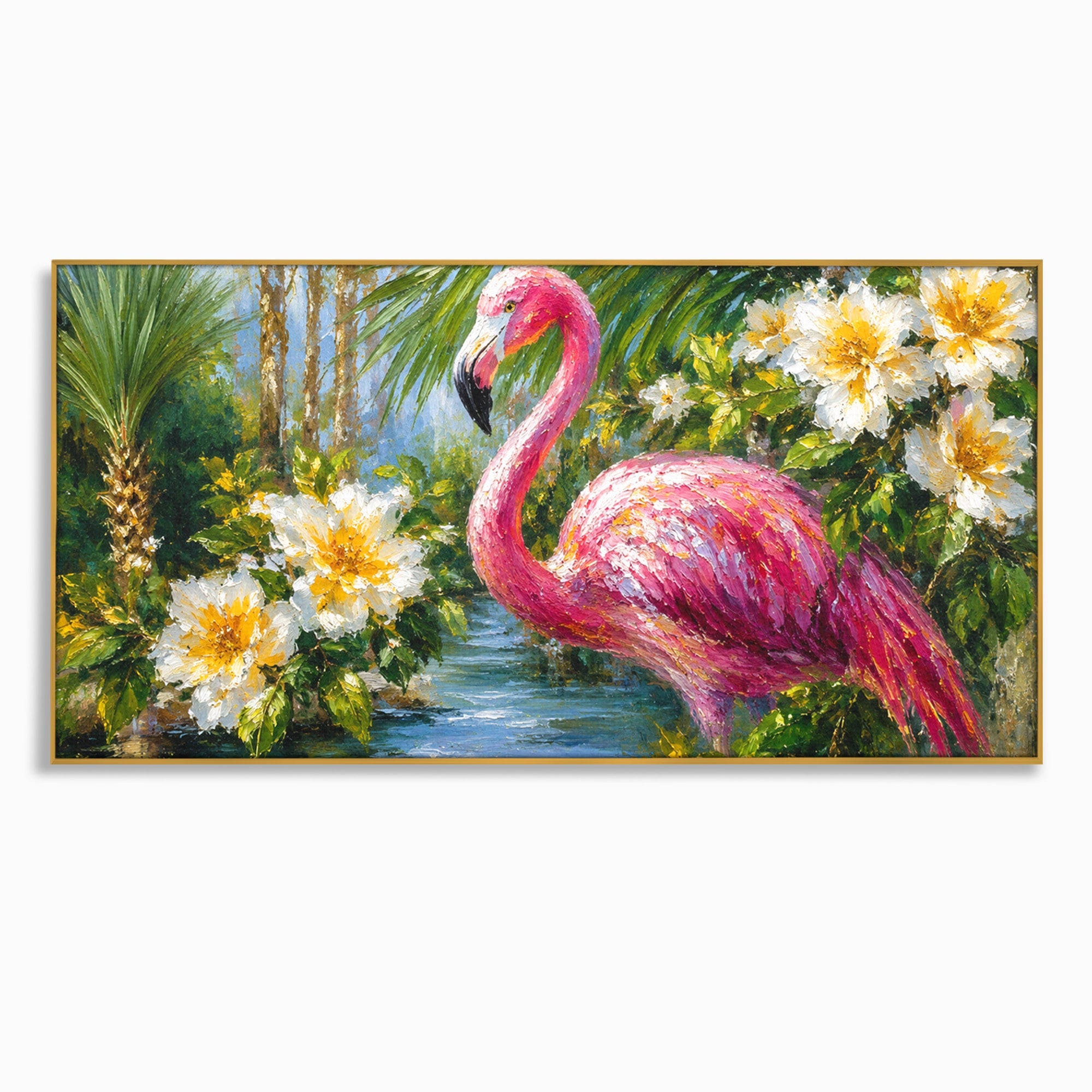 Tablou Canvas Premium LuxCanva® M1619, Flamingo Tropical, Flamingo, Tropical, Natura, Flori, Living, Culori Vibrante