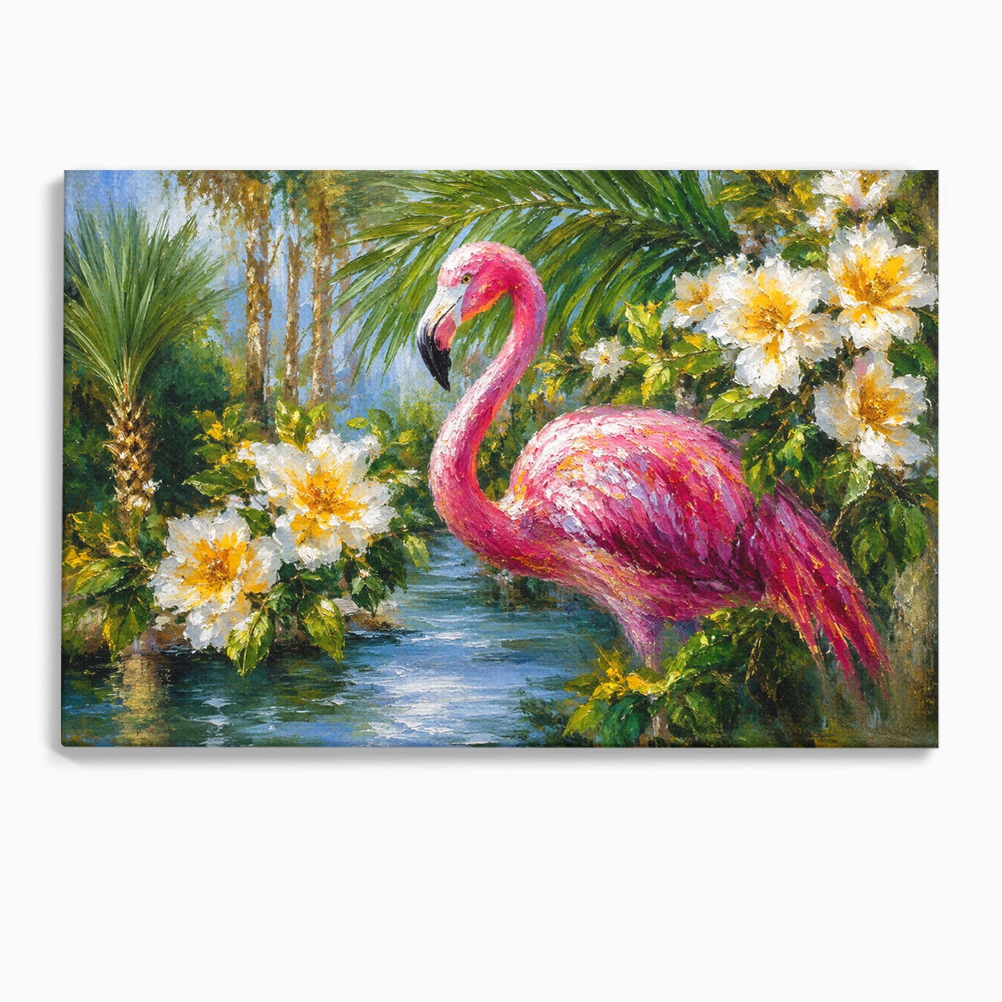 Tablou Canvas Premium LuxCanva® M1619, Flamingo Tropical, Flamingo, Tropical, Natura, Flori, Living, Culori Vibrante