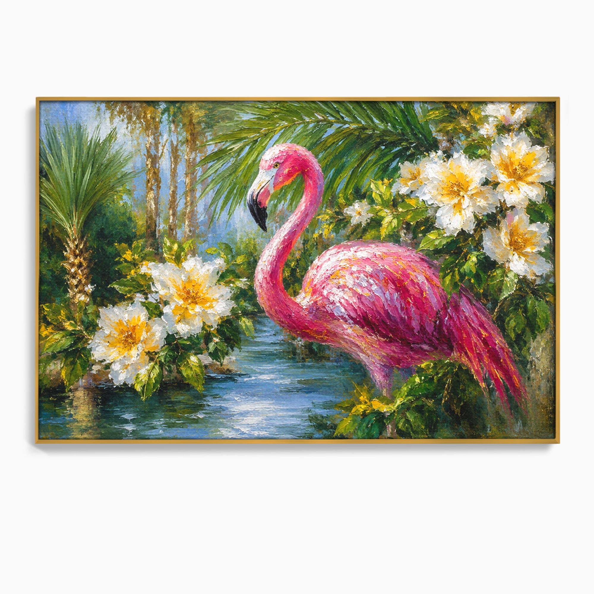 Tablou Canvas Premium LuxCanva® M1619, Flamingo Tropical, Flamingo, Tropical, Natura, Flori, Living, Culori Vibrante