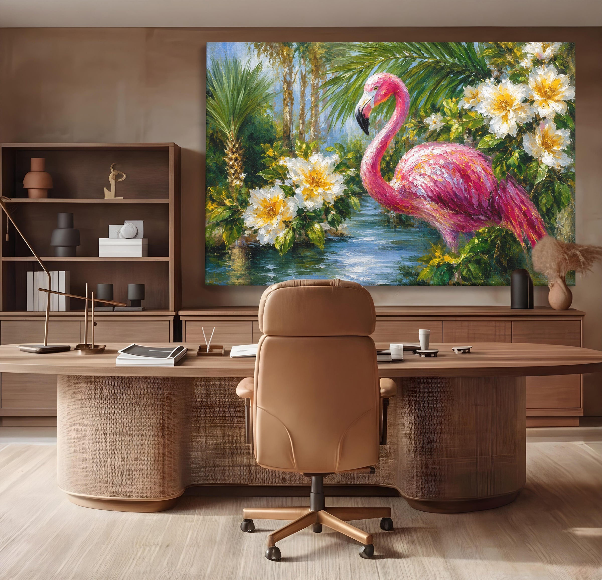 Tablou Canvas Premium LuxCanva® M1619, Flamingo Tropical, Flamingo, Tropical, Natura, Flori, Living, Culori Vibrante