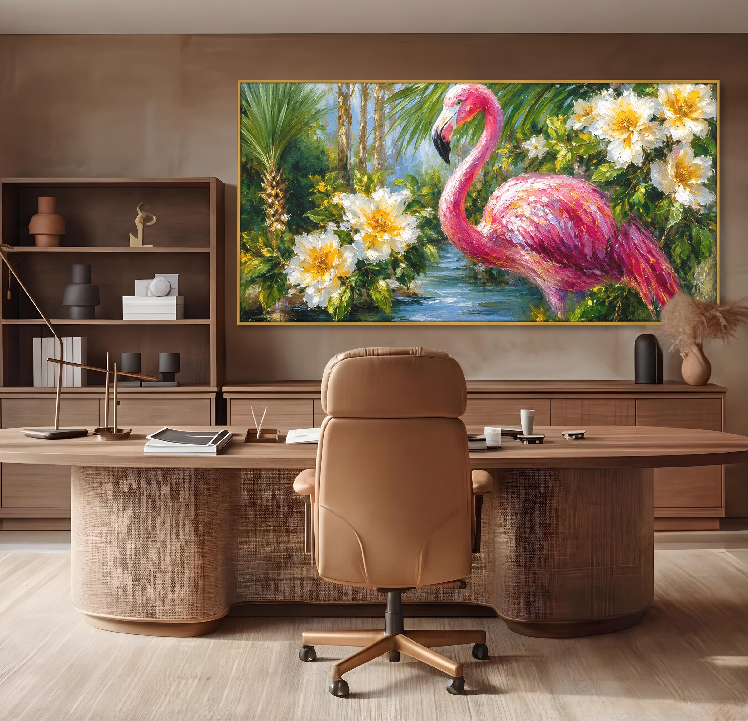 Tablou Canvas Premium LuxCanva® M1619, Flamingo Tropical, Flamingo, Tropical, Natura, Flori, Living, Culori Vibrante