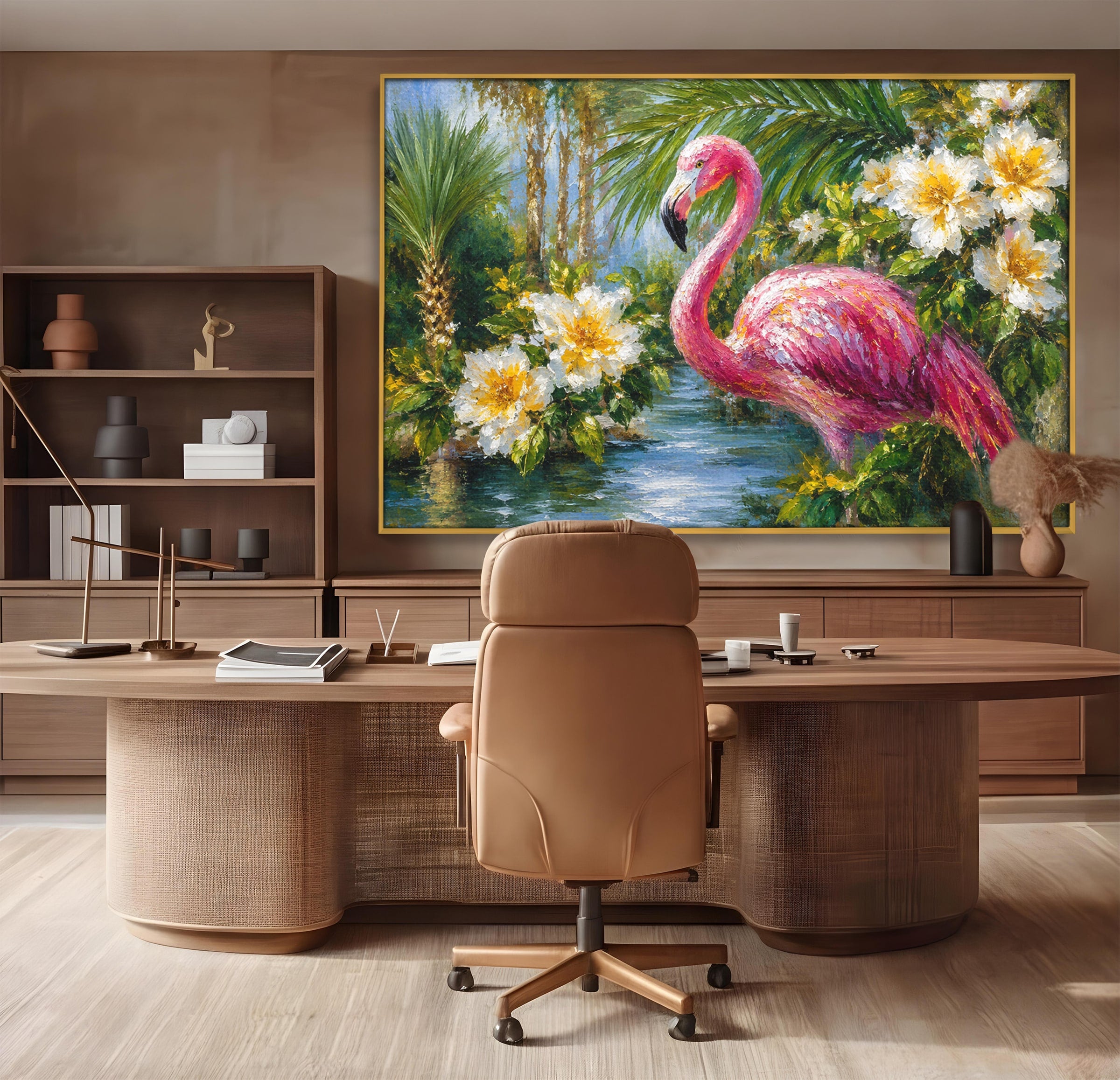 Tablou Canvas Premium LuxCanva® M1619, Flamingo Tropical, Flamingo, Tropical, Natura, Flori, Living, Culori Vibrante