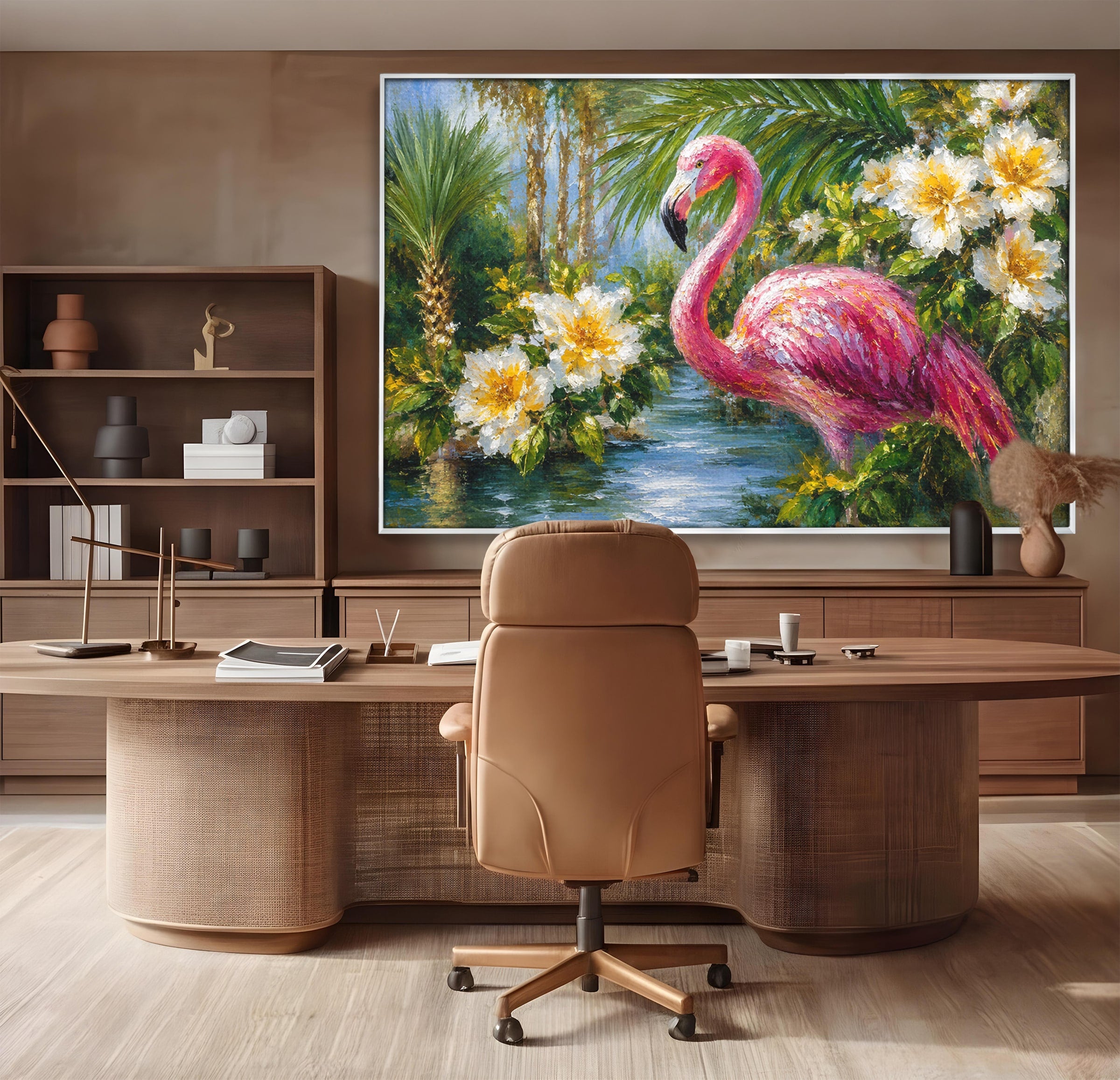 Tablou Canvas Premium LuxCanva® M1619, Flamingo Tropical, Flamingo, Tropical, Natura, Flori, Living, Culori Vibrante