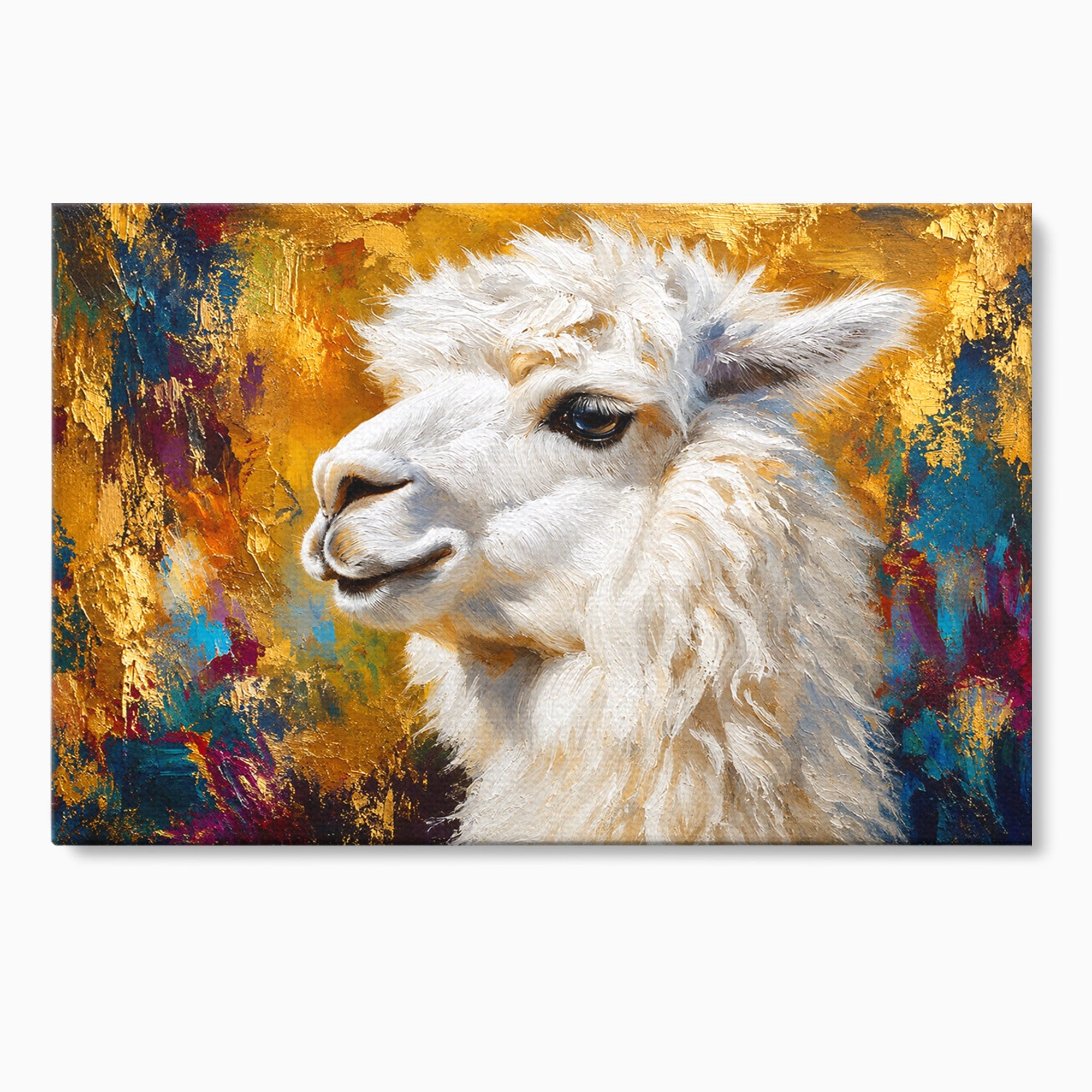 Tablou Canvas Premium LuxCanva® M1620, Alpaca Eleganta, Alpaca, Portret, Animale, Living, Arta, Culori Vibrante
