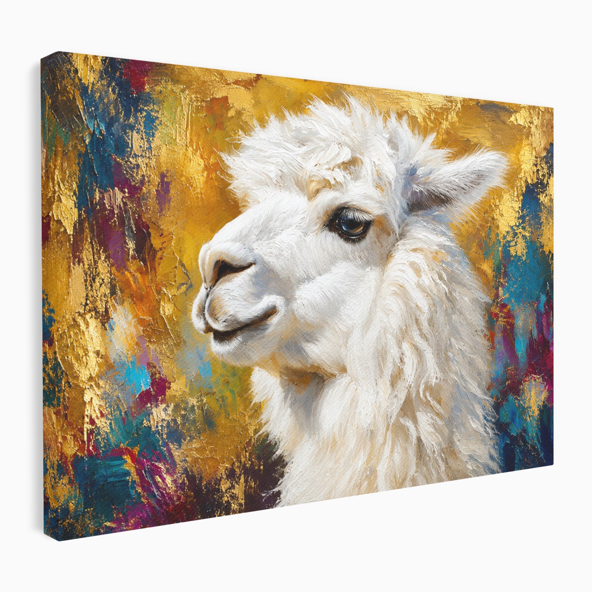 Tablou Canvas Premium LuxCanva® M1620, Alpaca Eleganta, Alpaca, Portret, Animale, Living, Arta, Culori Vibrante