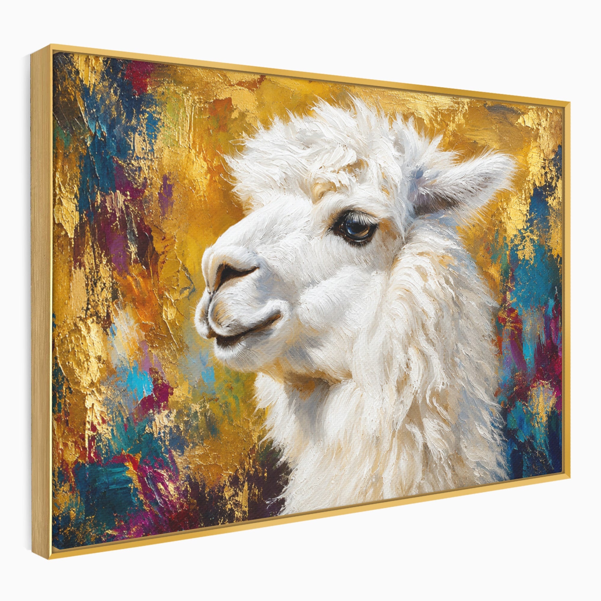 Tablou Canvas Premium LuxCanva® M1620, Alpaca Eleganta, Alpaca, Portret, Animale, Living, Arta, Culori Vibrante