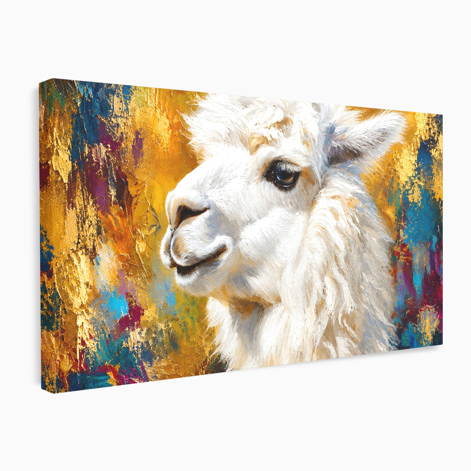 Tablou Canvas Premium LuxCanva® M1620, Alpaca Eleganta, Alpaca, Portret, Animale, Living, Arta, Culori Vibrante
