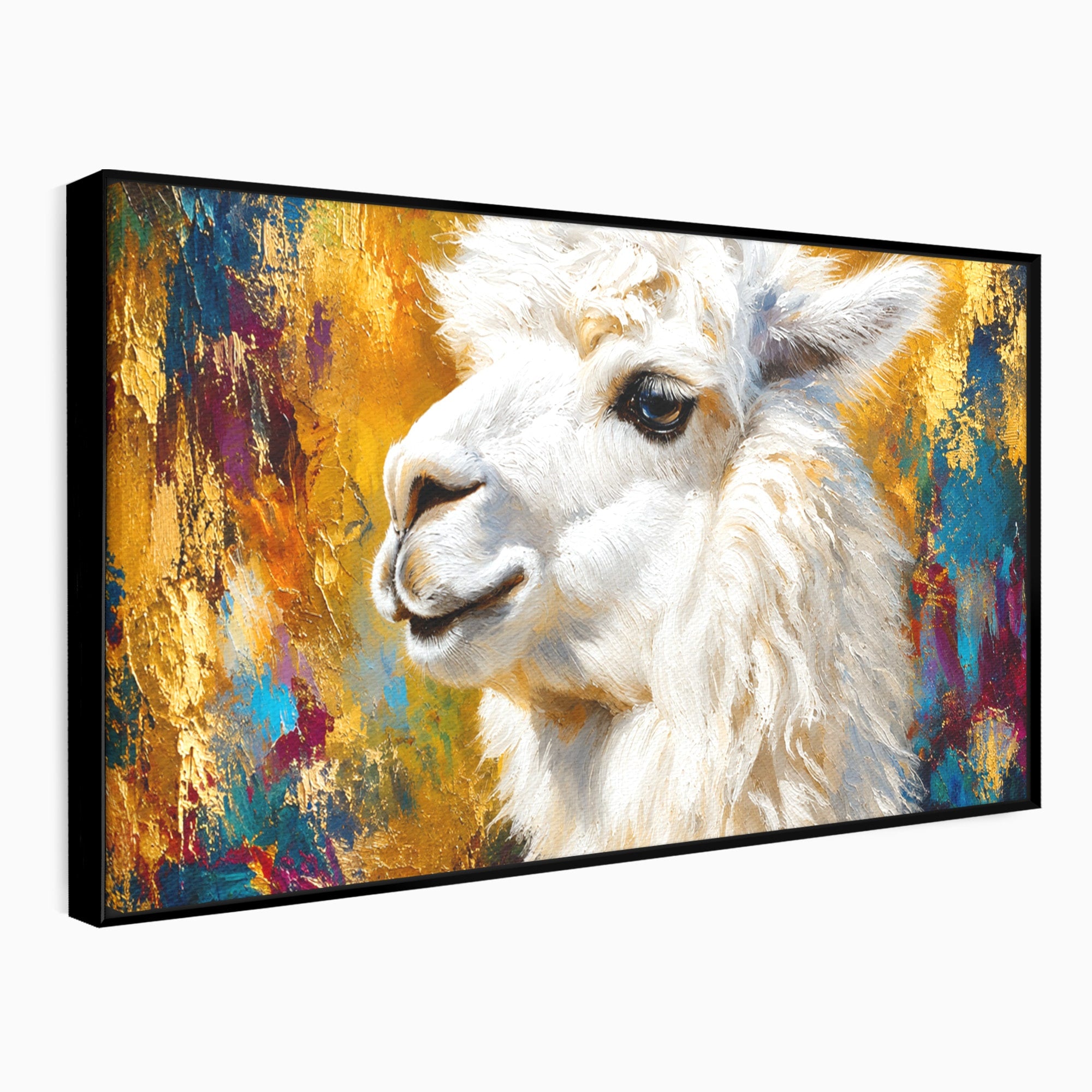 Tablou Canvas Premium LuxCanva® M1620, Alpaca Eleganta, Alpaca, Portret, Animale, Living, Arta, Culori Vibrante