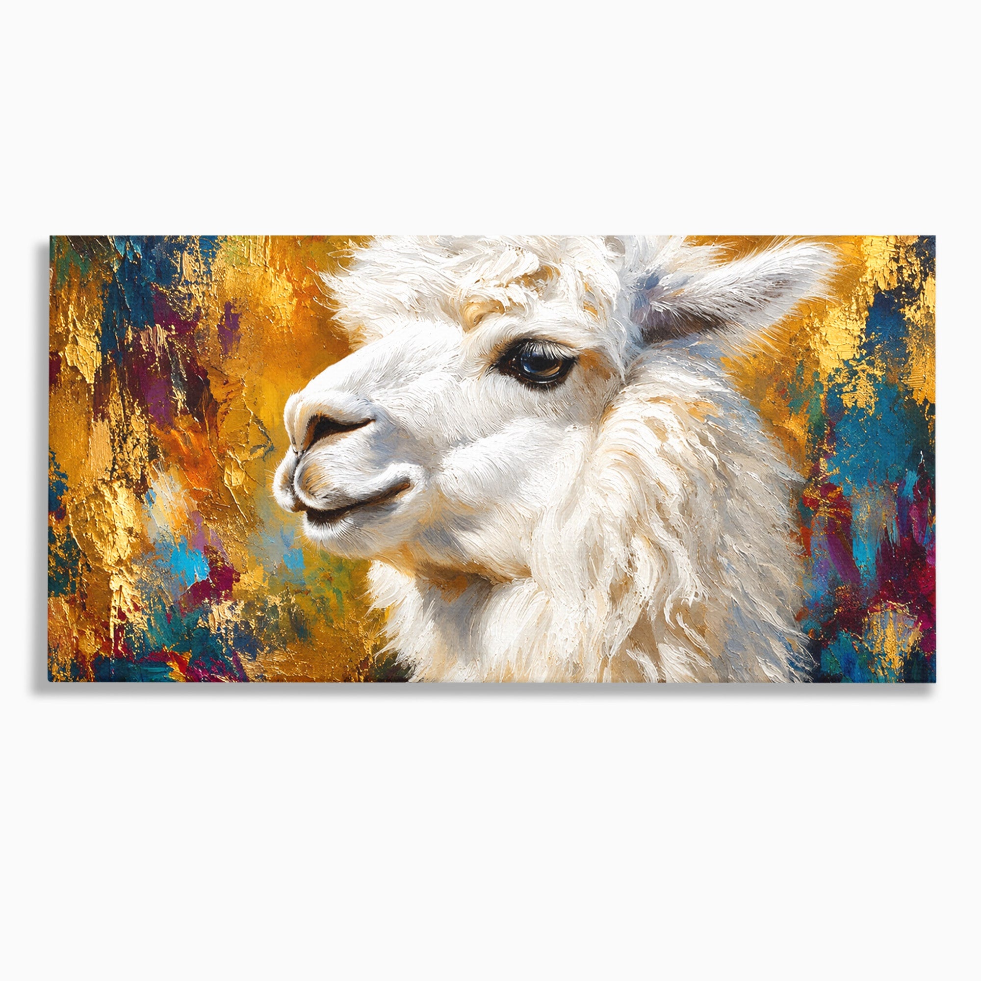 Tablou Canvas Premium LuxCanva® M1620, Alpaca Eleganta, Alpaca, Portret, Animale, Living, Arta, Culori Vibrante