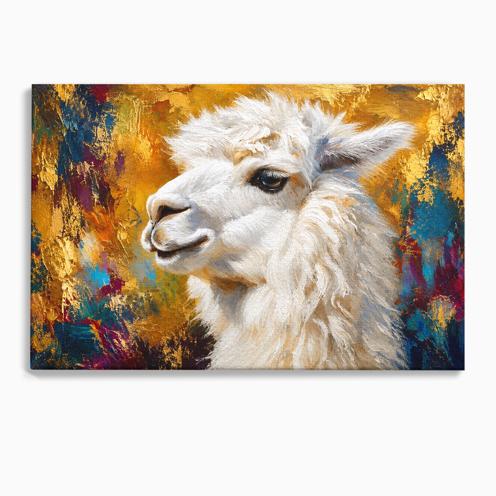 Tablou Canvas Premium LuxCanva® M1620, Alpaca Eleganta, Alpaca, Portret, Animale, Living, Arta, Culori Vibrante