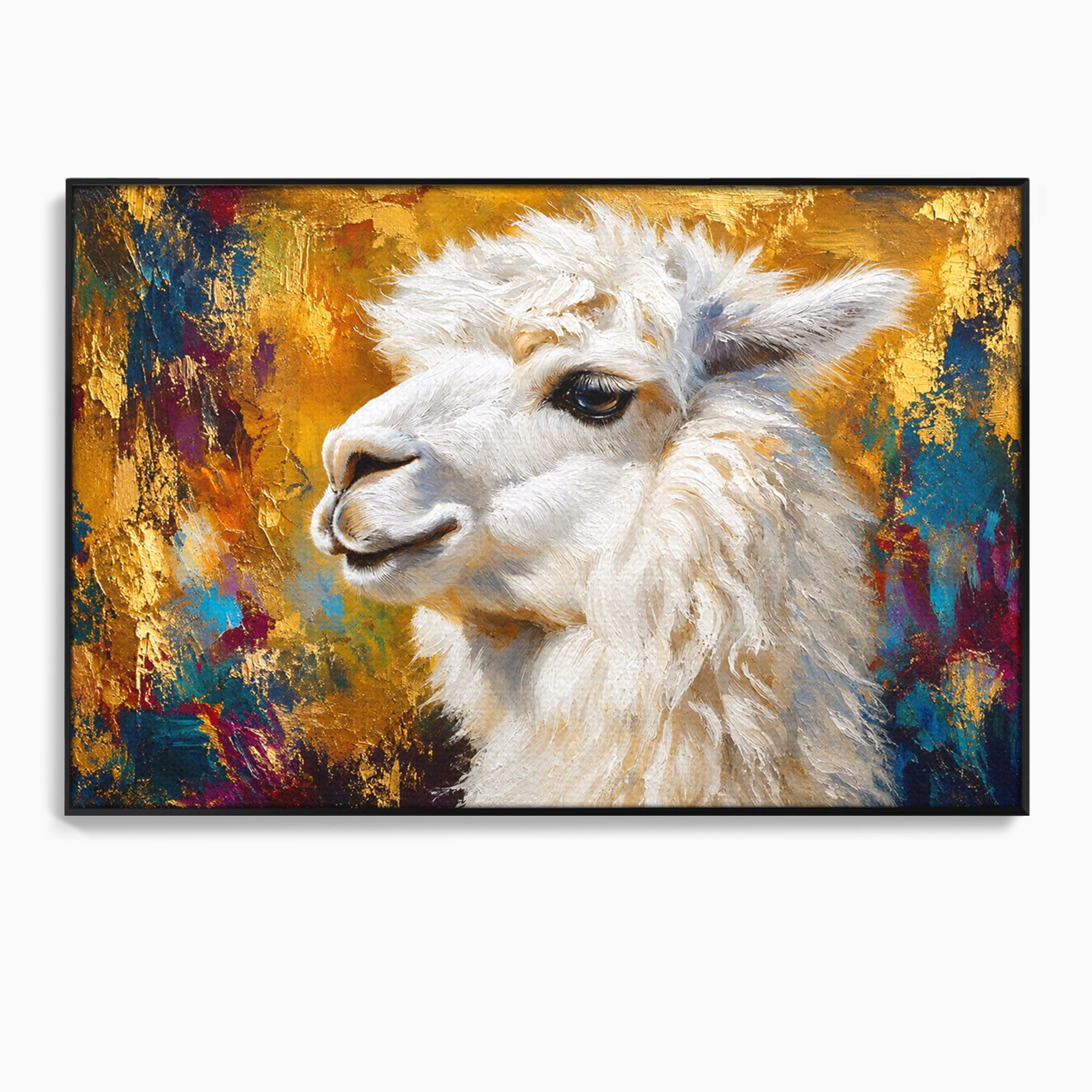 Tablou Canvas Premium LuxCanva® M1620, Alpaca Eleganta, Alpaca, Portret, Animale, Living, Arta, Culori Vibrante