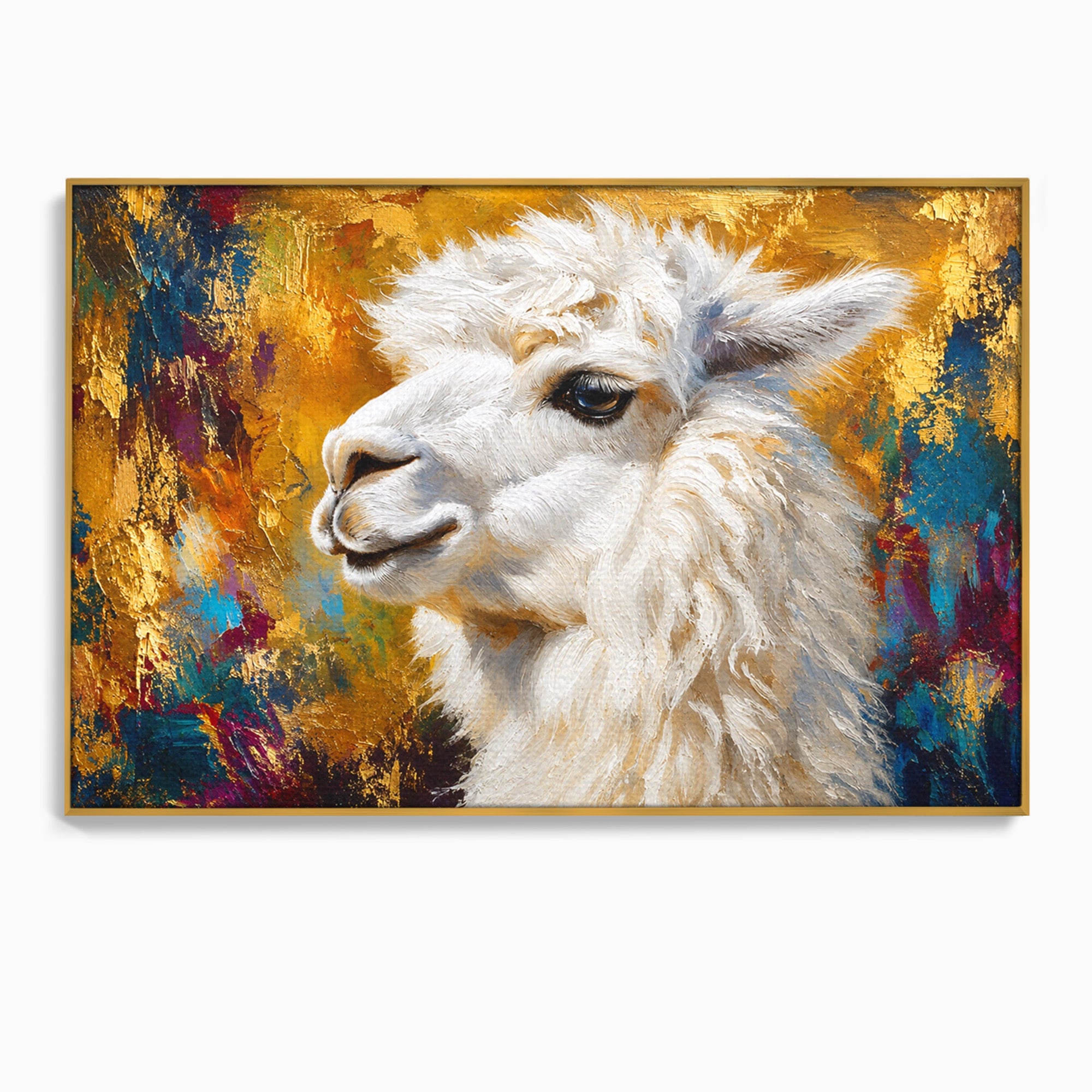 Tablou Canvas Premium LuxCanva® M1620, Alpaca Eleganta, Alpaca, Portret, Animale, Living, Arta, Culori Vibrante