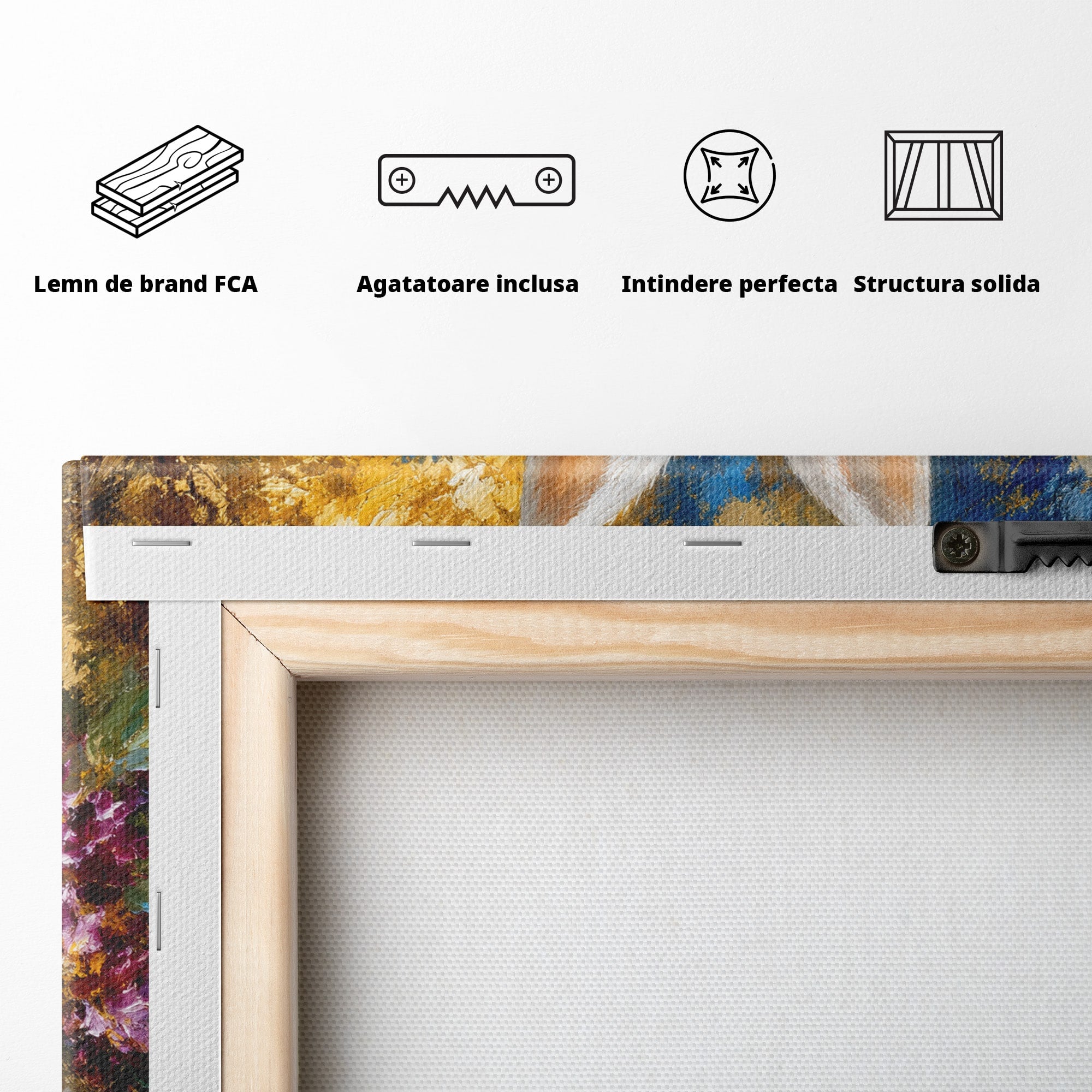 Tablou Canvas Premium LuxCanva® M1621, Iepure Printre Flori, Iepure, Flori, Natura, Primavara, Dormitor, Living, Culori Vibrante