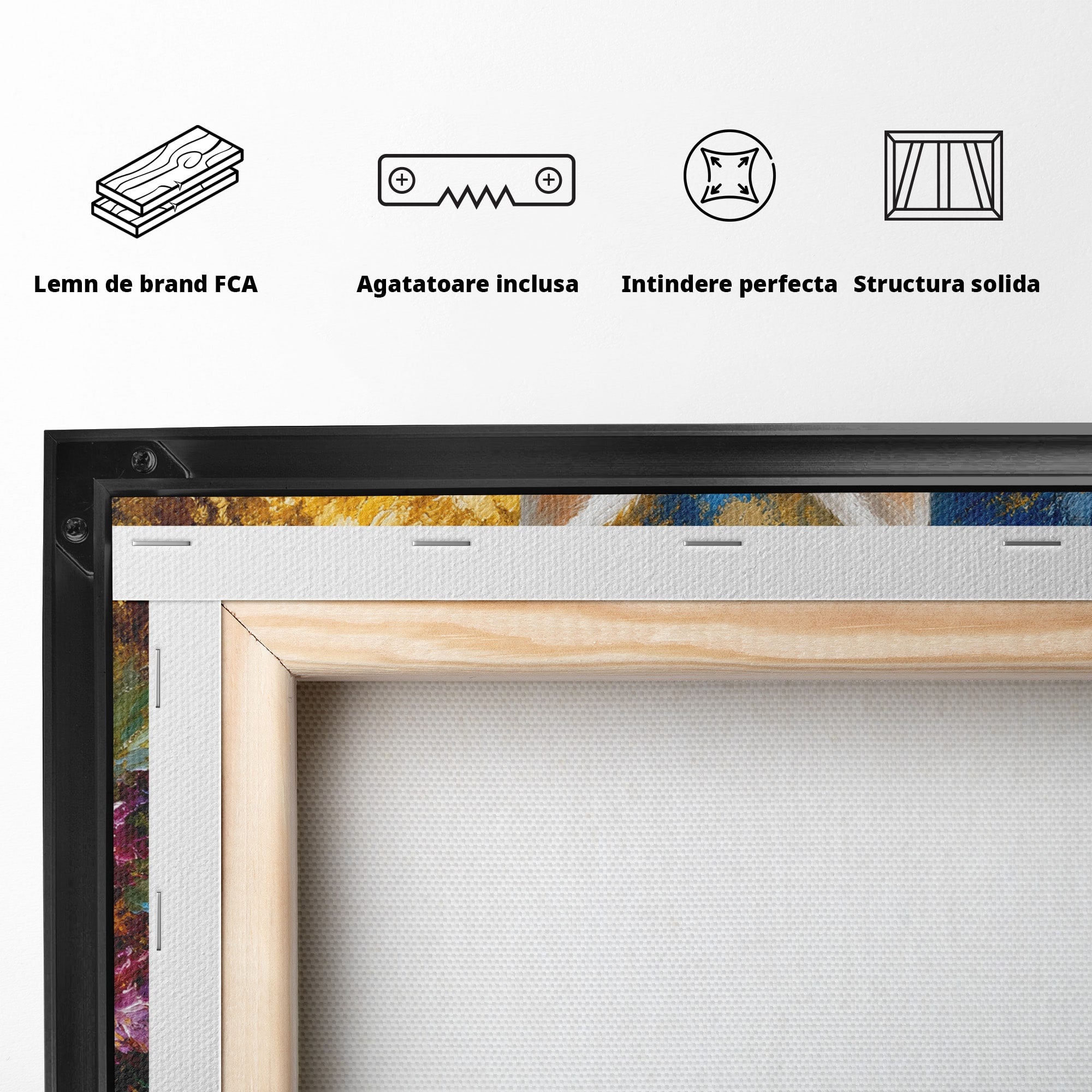 Tablou Canvas Premium LuxCanva® M1621, Iepure Printre Flori, Iepure, Flori, Natura, Primavara, Dormitor, Living, Culori Vibrante