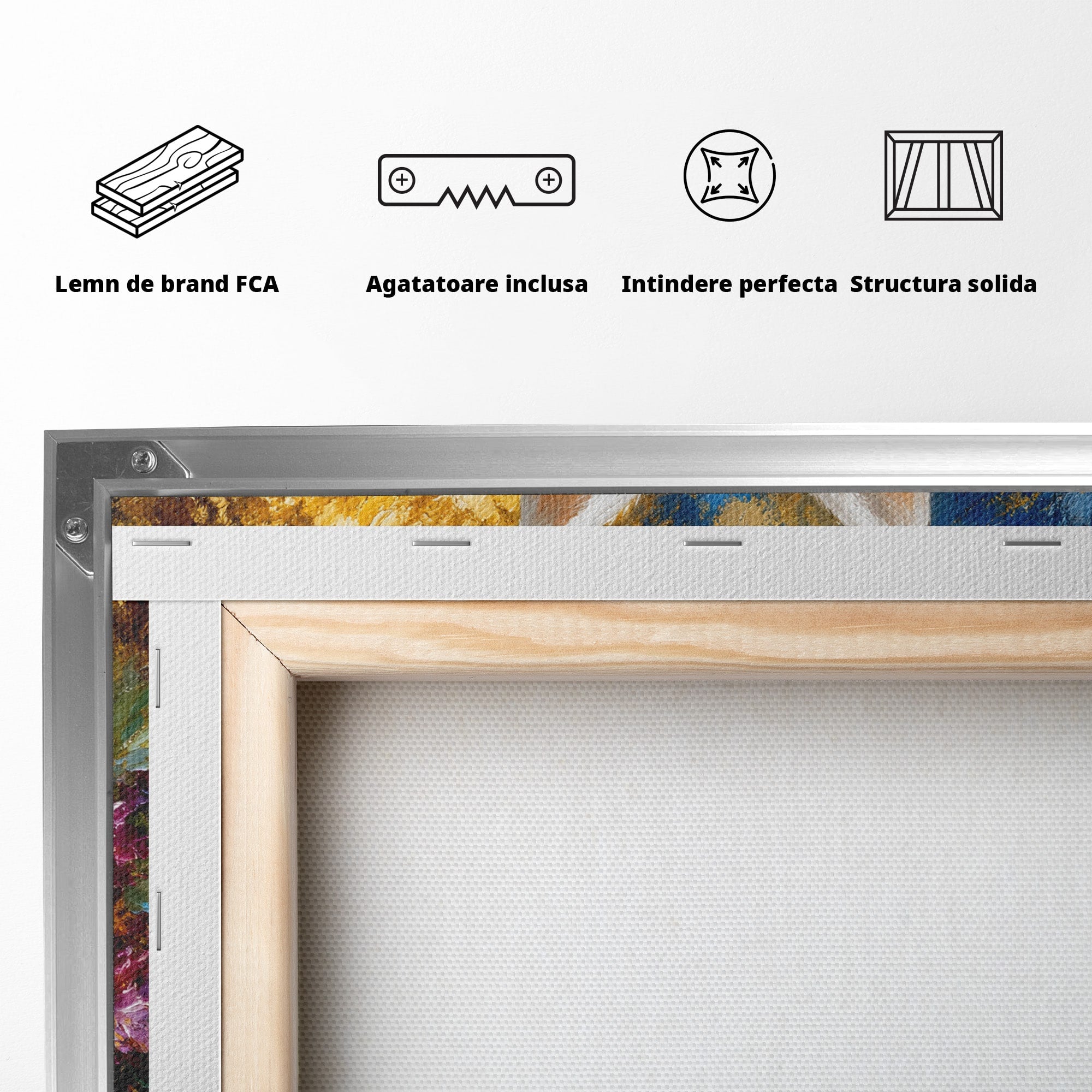 Tablou Canvas Premium LuxCanva® M1621, Iepure Printre Flori, Iepure, Flori, Natura, Primavara, Dormitor, Living, Culori Vibrante