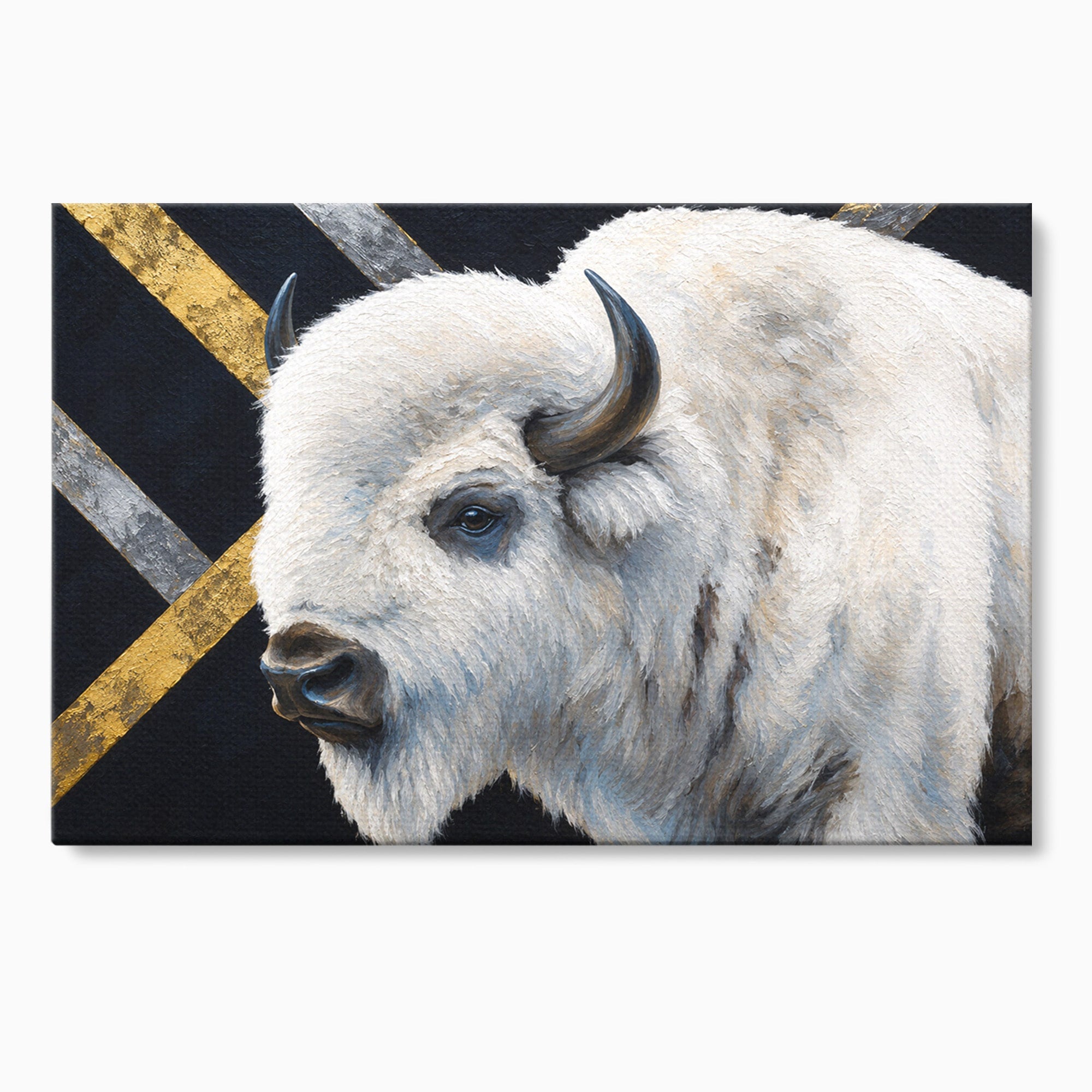 Tablou Canvas Premium LuxCanva® M1625, Bizon Alb Regal, Bizon, Animale, Portret, Salbaticie, Living, Culori Vibrante
