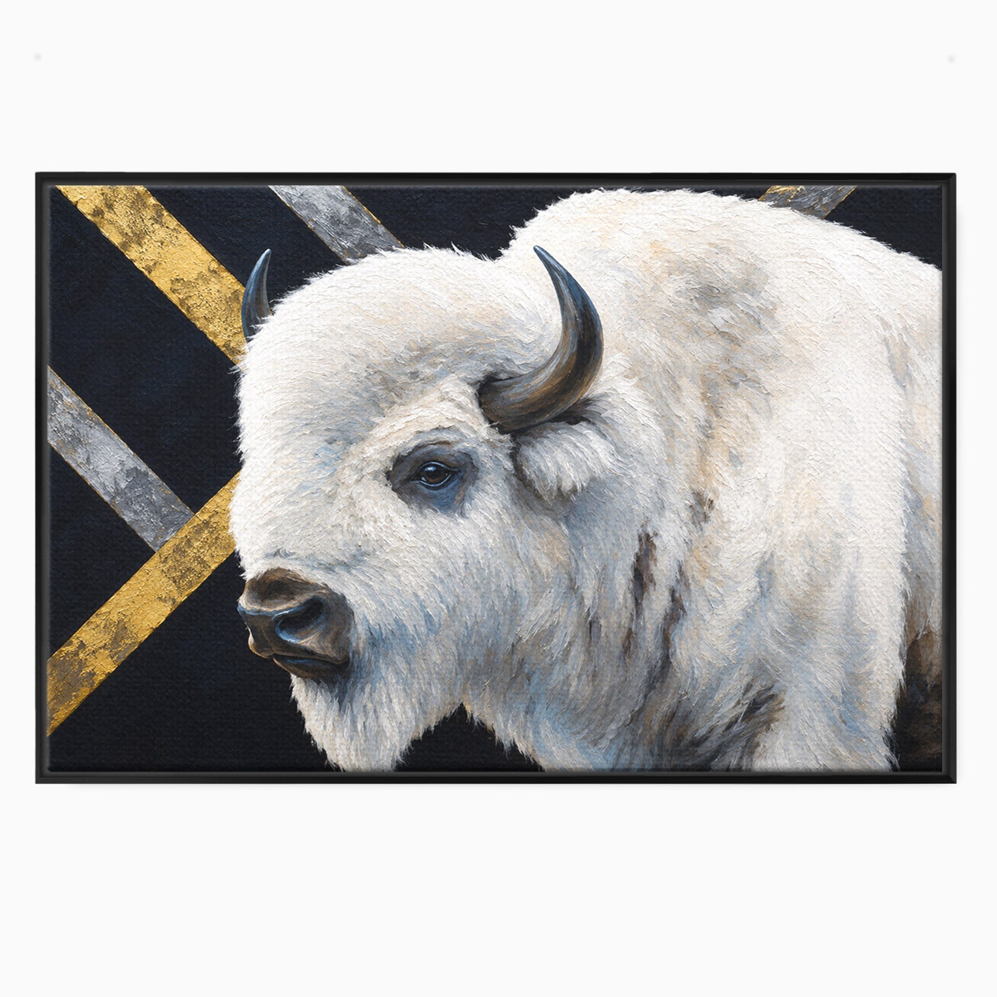 Tablou Canvas Premium LuxCanva® M1625, Bizon Alb Regal, Bizon, Animale, Portret, Salbaticie, Living, Culori Vibrante