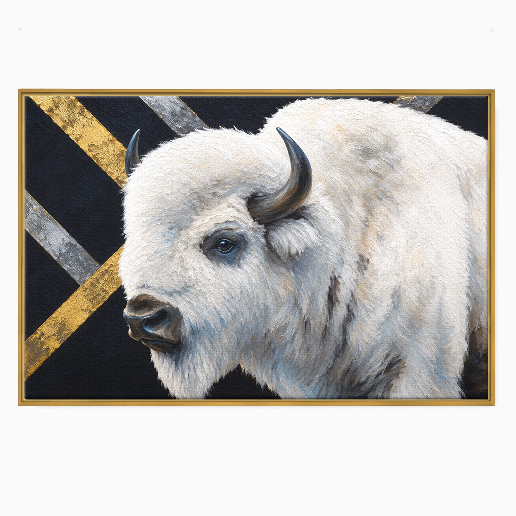 Tablou Canvas Premium LuxCanva® M1625, Bizon Alb Regal, Bizon, Animale, Portret, Salbaticie, Living, Culori Vibrante