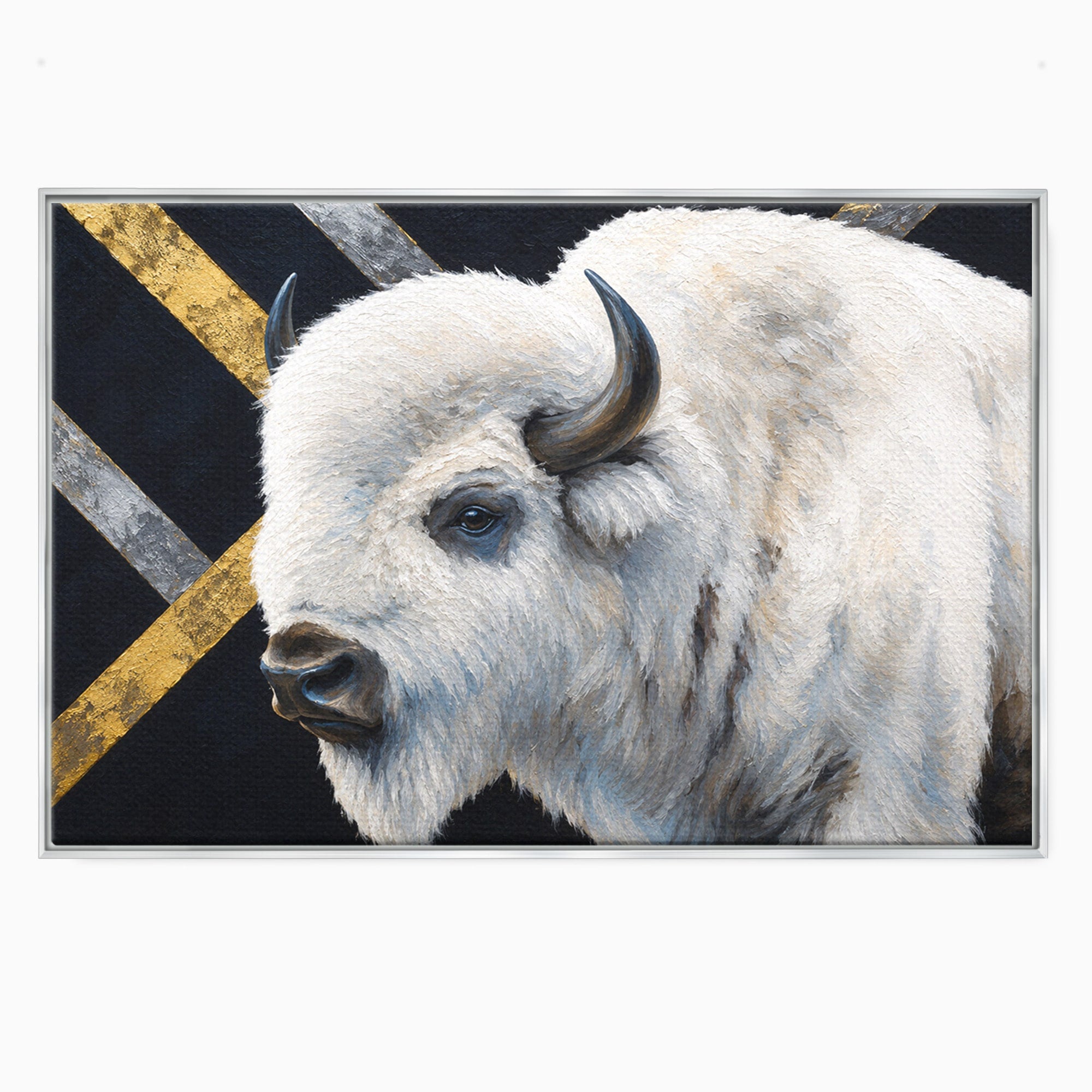 Tablou Canvas Premium LuxCanva® M1625, Bizon Alb Regal, Bizon, Animale, Portret, Salbaticie, Living, Culori Vibrante