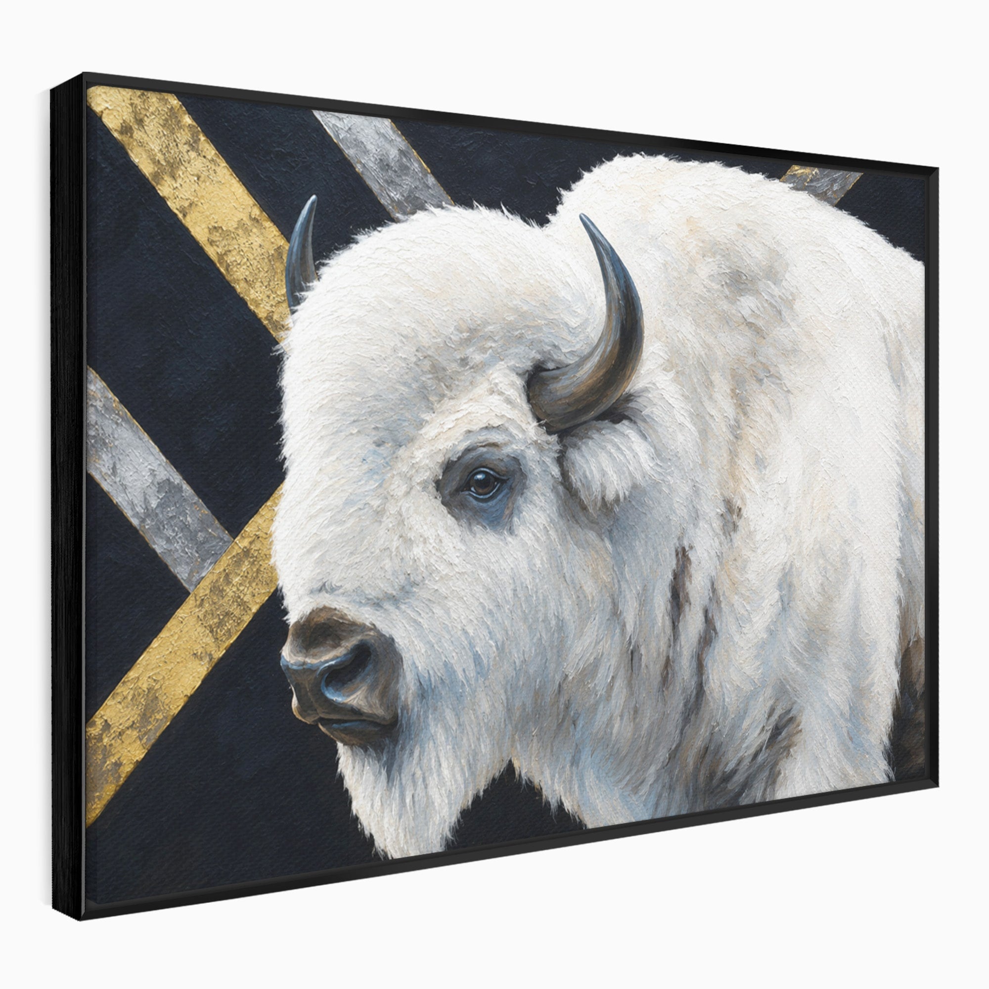 Tablou Canvas Premium LuxCanva® M1625, Bizon Alb Regal, Bizon, Animale, Portret, Salbaticie, Living, Culori Vibrante