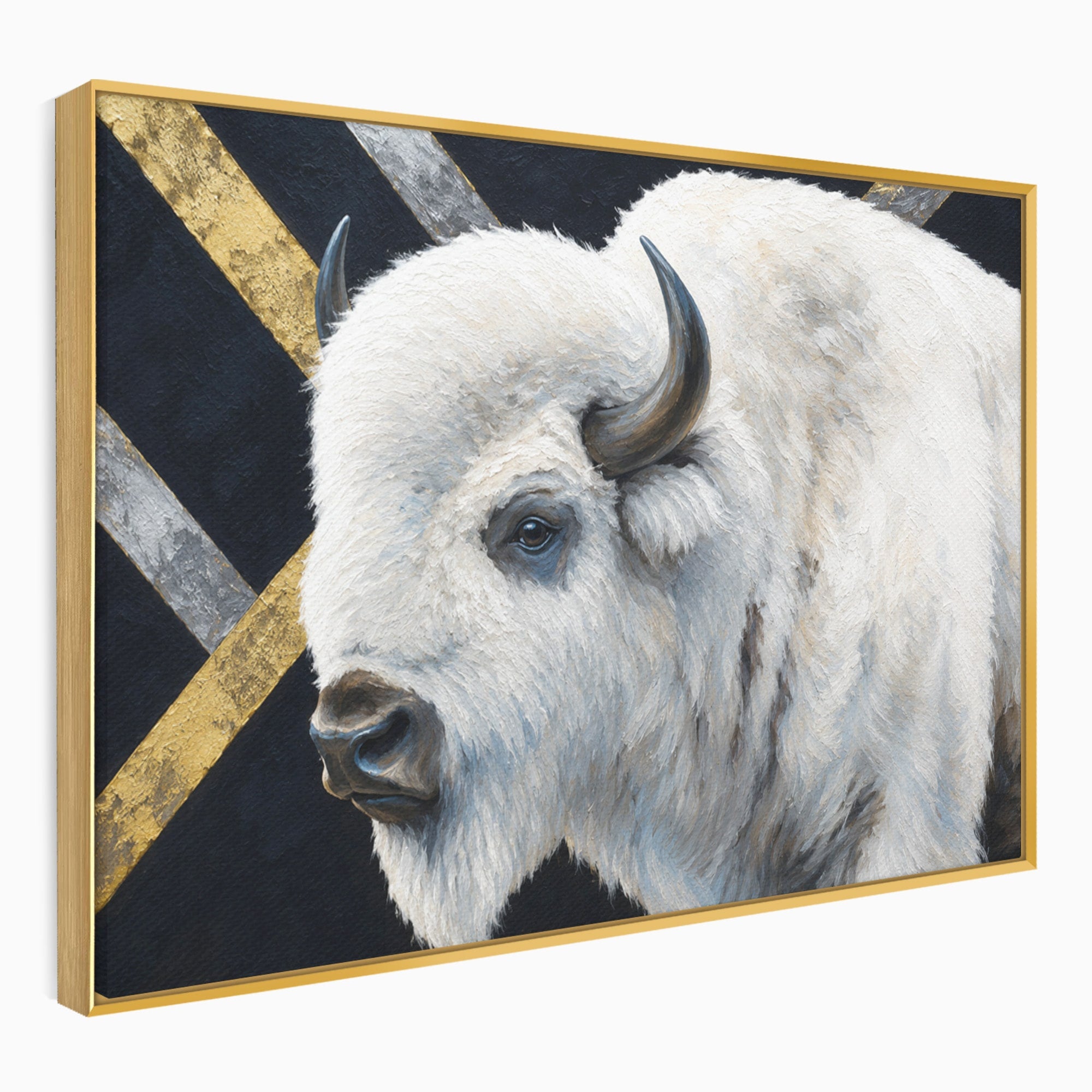Tablou Canvas Premium LuxCanva® M1625, Bizon Alb Regal, Bizon, Animale, Portret, Salbaticie, Living, Culori Vibrante