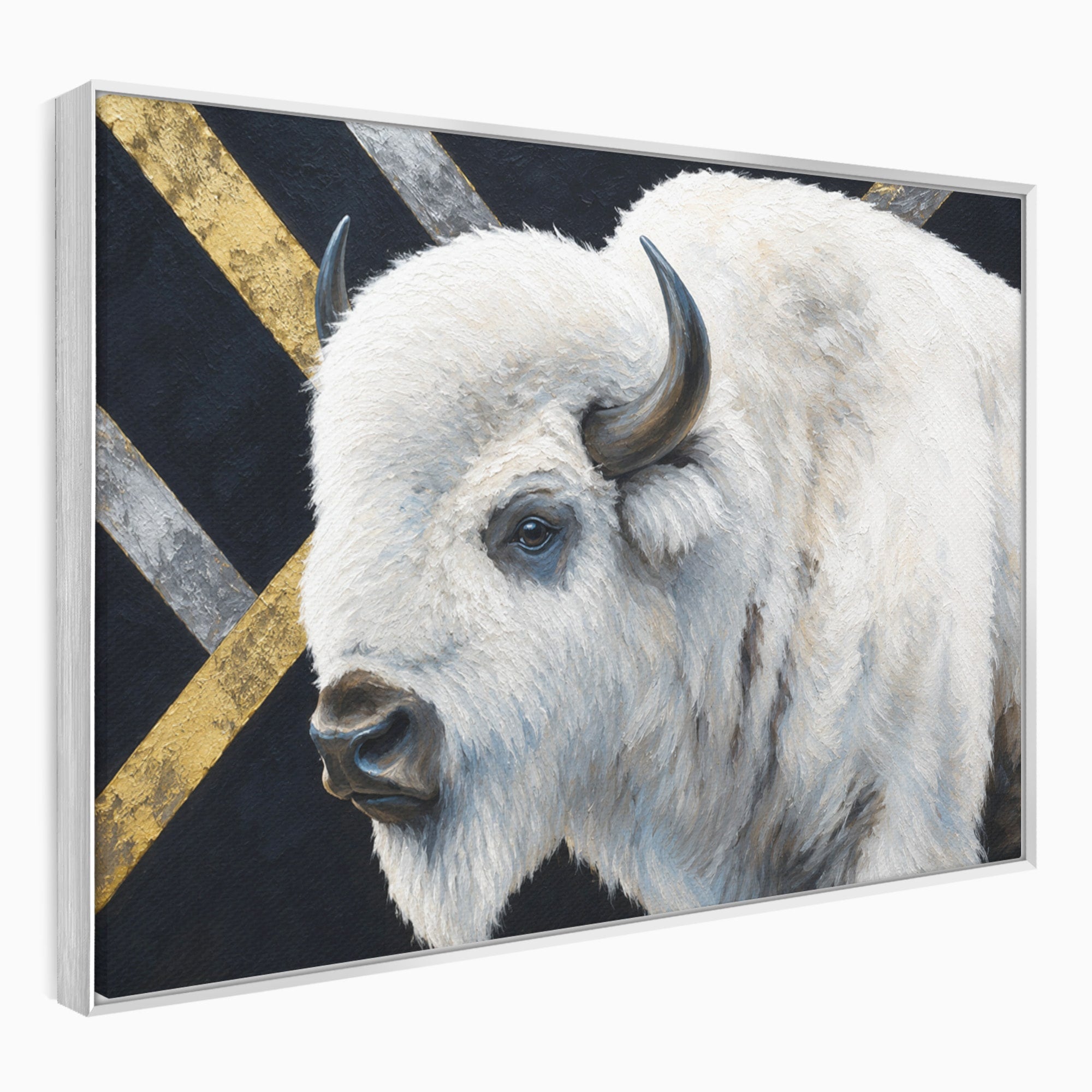 Tablou Canvas Premium LuxCanva® M1625, Bizon Alb Regal, Bizon, Animale, Portret, Salbaticie, Living, Culori Vibrante