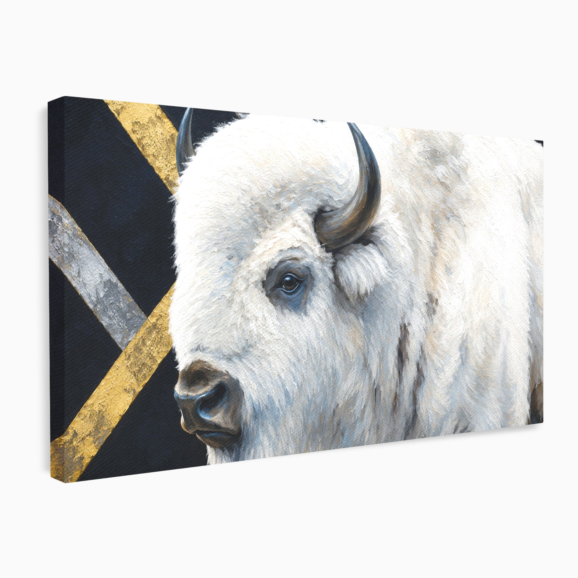Tablou Canvas Premium LuxCanva® M1625, Bizon Alb Regal, Bizon, Animale, Portret, Salbaticie, Living, Culori Vibrante