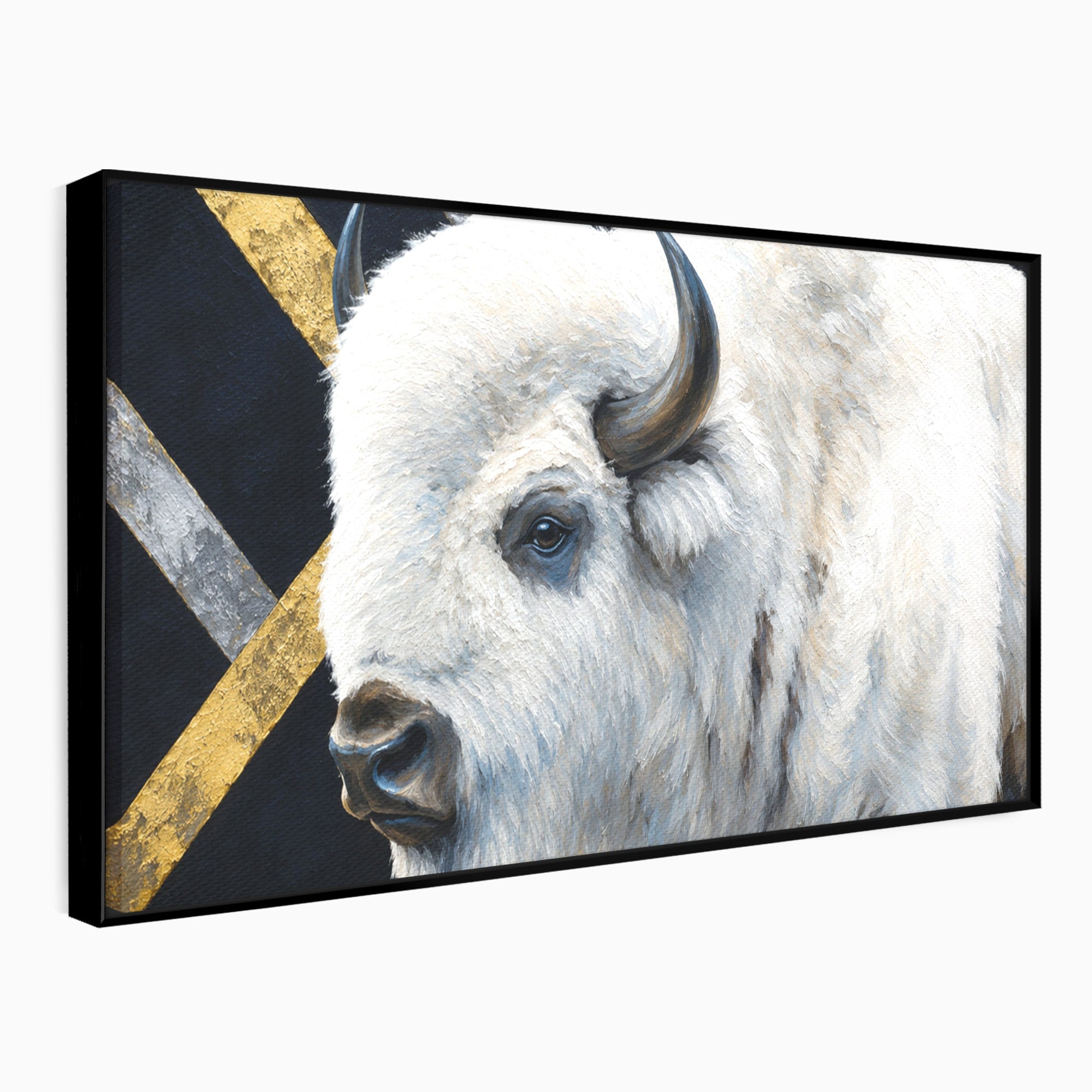 Tablou Canvas Premium LuxCanva® M1625, Bizon Alb Regal, Bizon, Animale, Portret, Salbaticie, Living, Culori Vibrante
