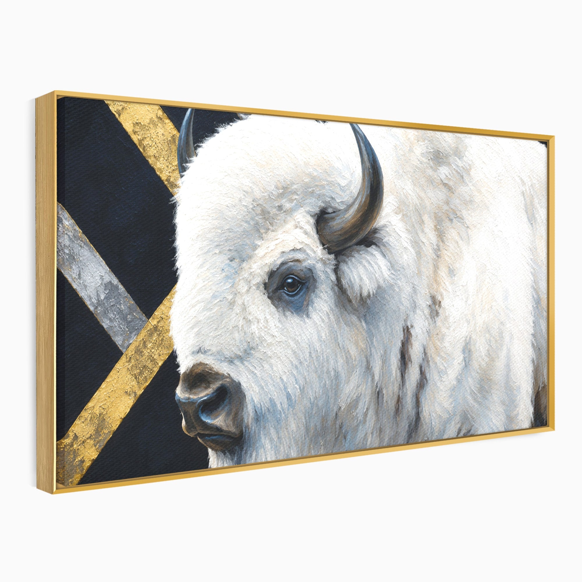 Tablou Canvas Premium LuxCanva® M1625, Bizon Alb Regal, Bizon, Animale, Portret, Salbaticie, Living, Culori Vibrante