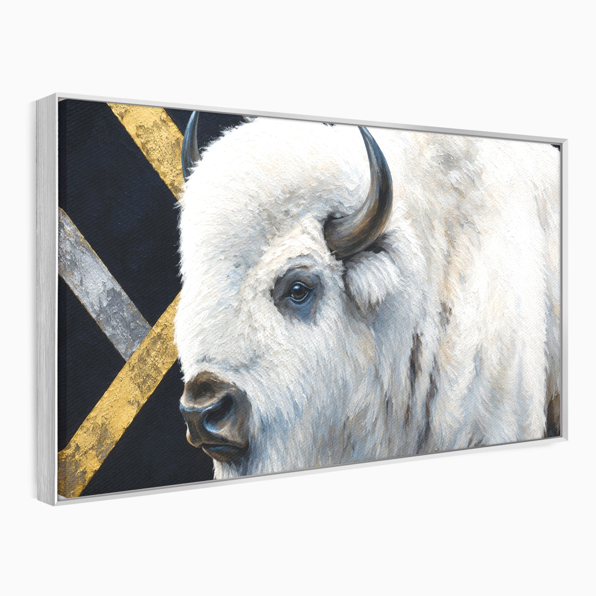 Tablou Canvas Premium LuxCanva® M1625, Bizon Alb Regal, Bizon, Animale, Portret, Salbaticie, Living, Culori Vibrante