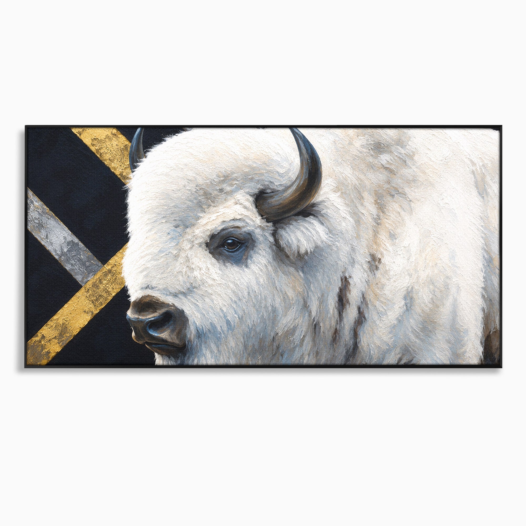 Tablou Canvas Premium LuxCanva® M1625, Bizon Alb Regal, Bizon, Animale, Portret, Salbaticie, Living, Culori Vibrante