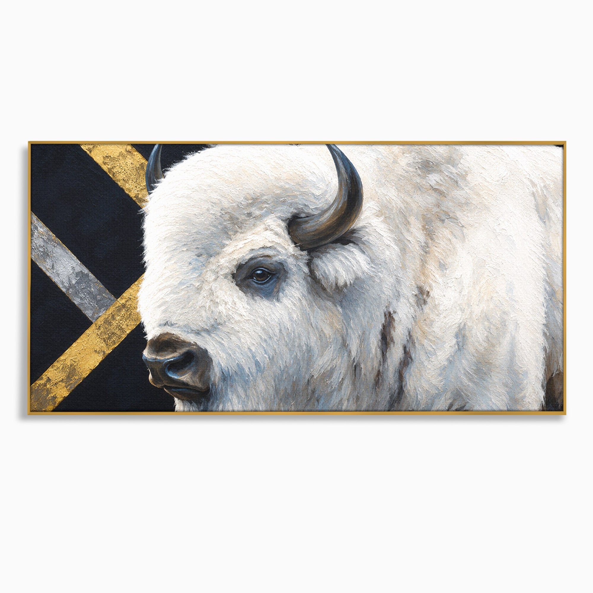 Tablou Canvas Premium LuxCanva® M1625, Bizon Alb Regal, Bizon, Animale, Portret, Salbaticie, Living, Culori Vibrante