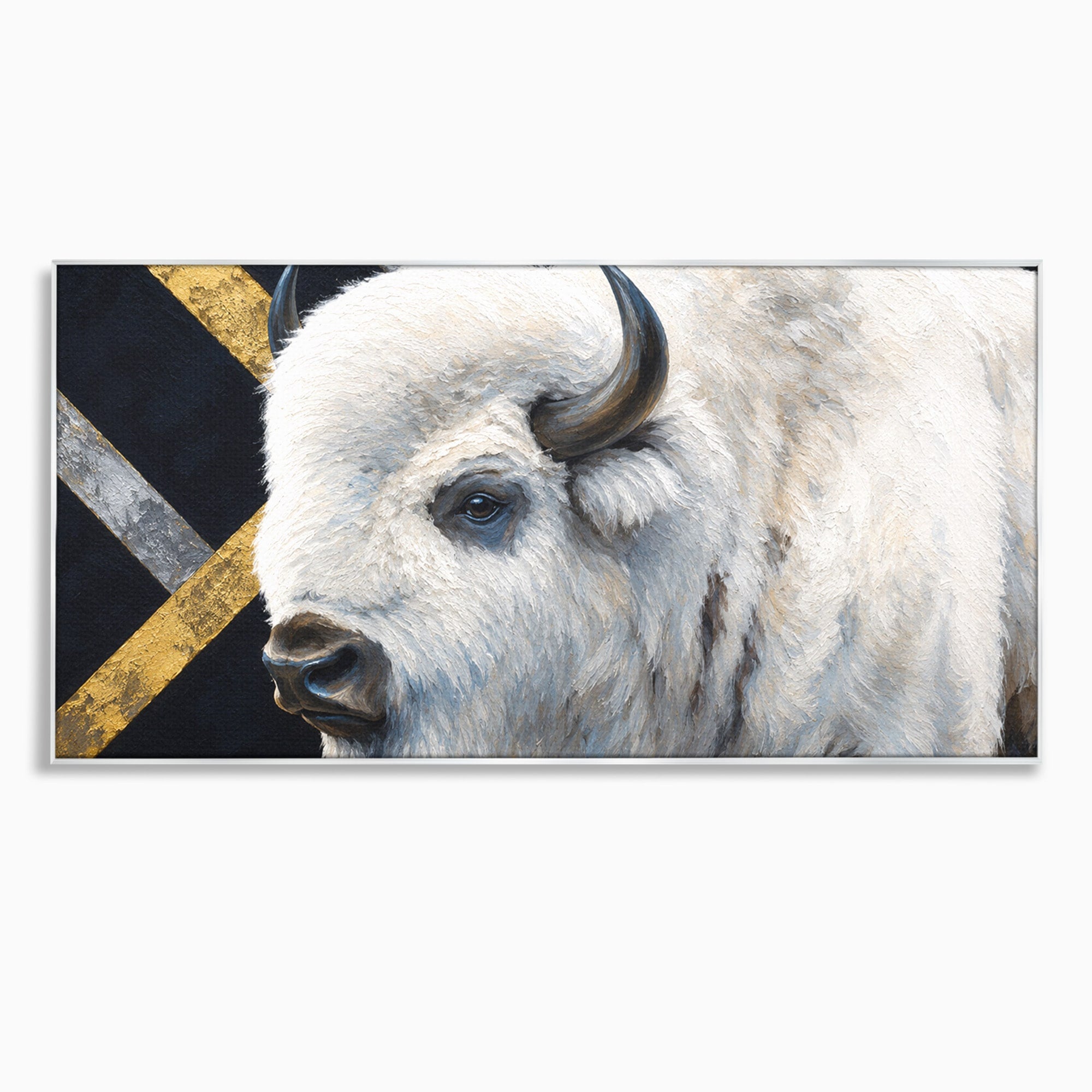 Tablou Canvas Premium LuxCanva® M1625, Bizon Alb Regal, Bizon, Animale, Portret, Salbaticie, Living, Culori Vibrante
