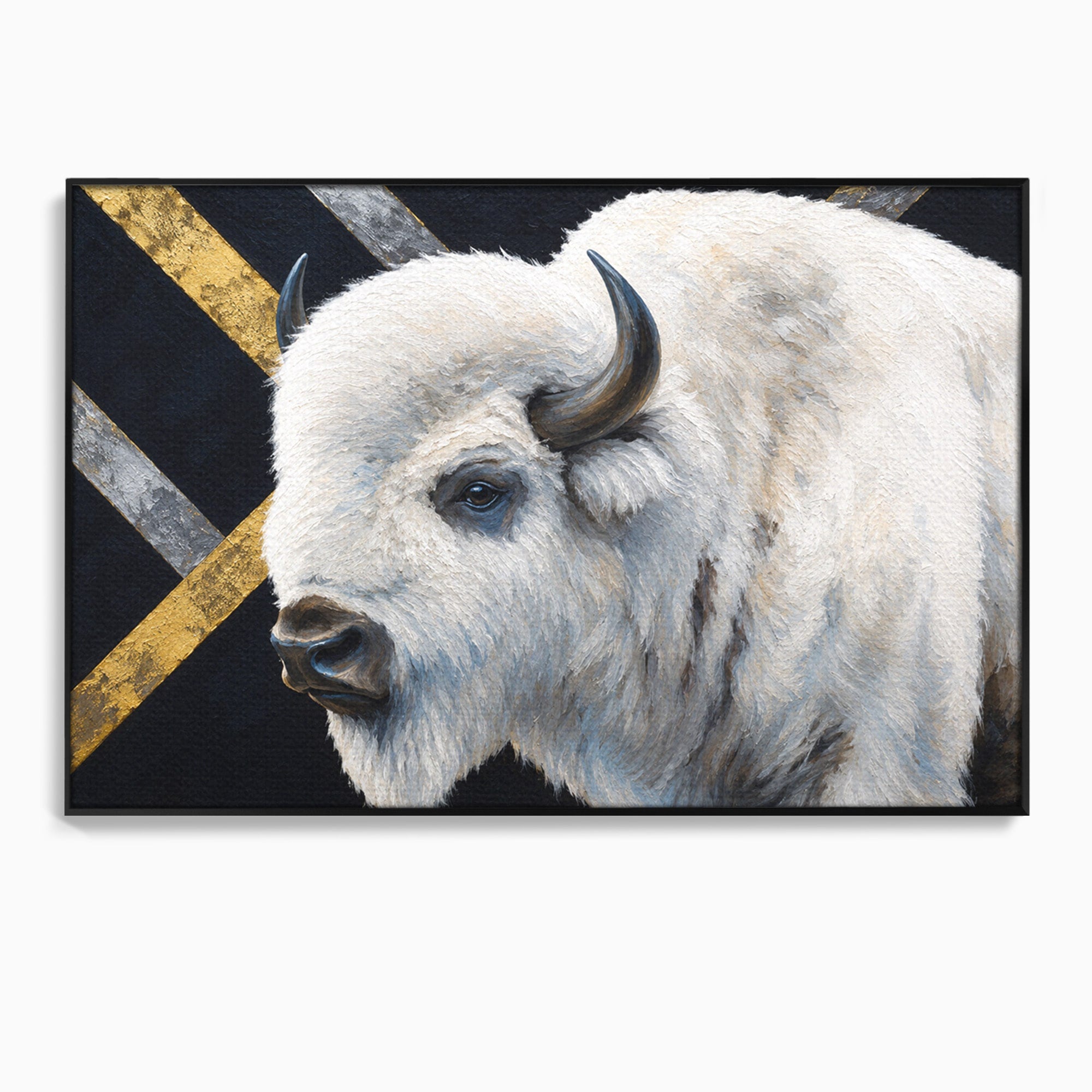 Tablou Canvas Premium LuxCanva® M1625, Bizon Alb Regal, Bizon, Animale, Portret, Salbaticie, Living, Culori Vibrante