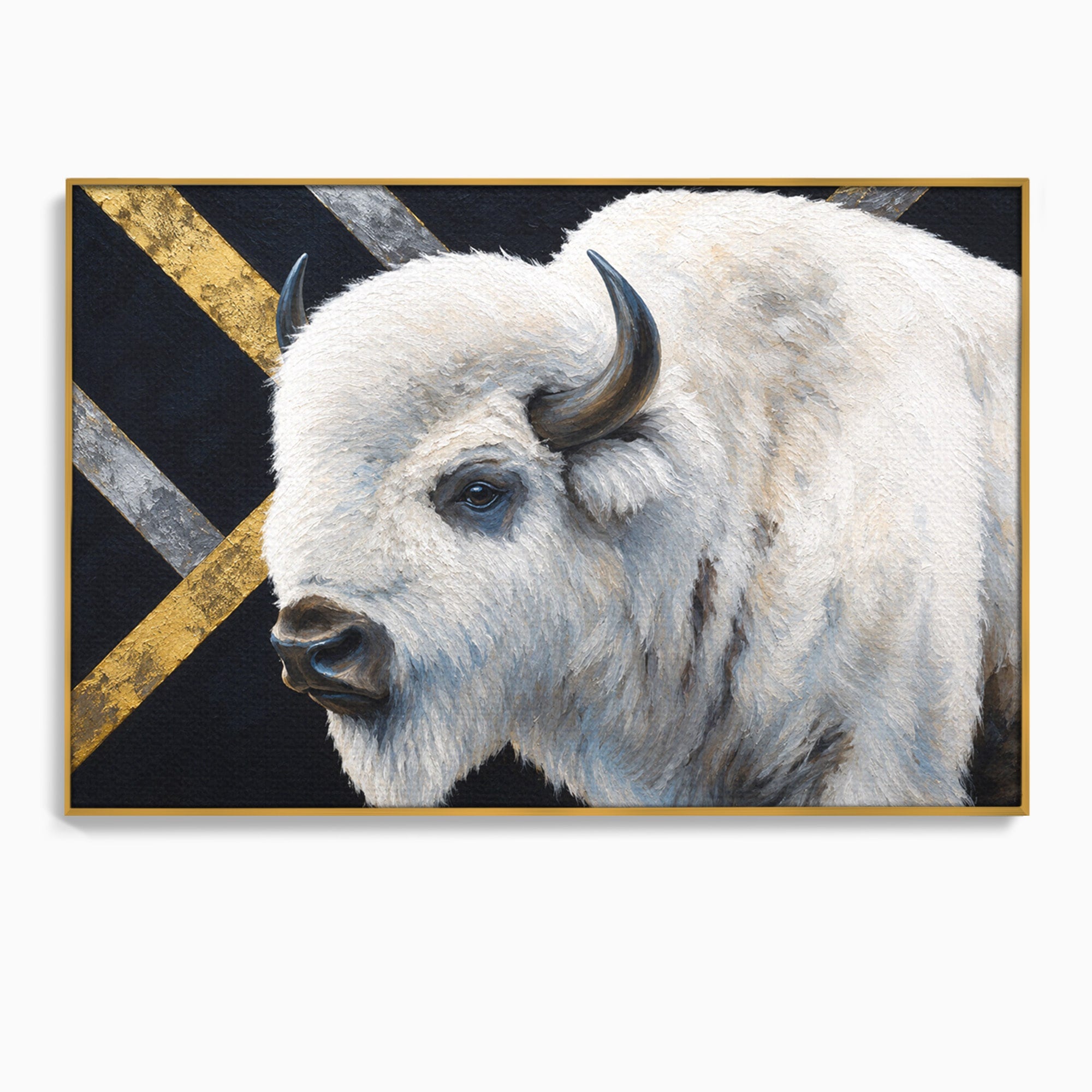 Tablou Canvas Premium LuxCanva® M1625, Bizon Alb Regal, Bizon, Animale, Portret, Salbaticie, Living, Culori Vibrante