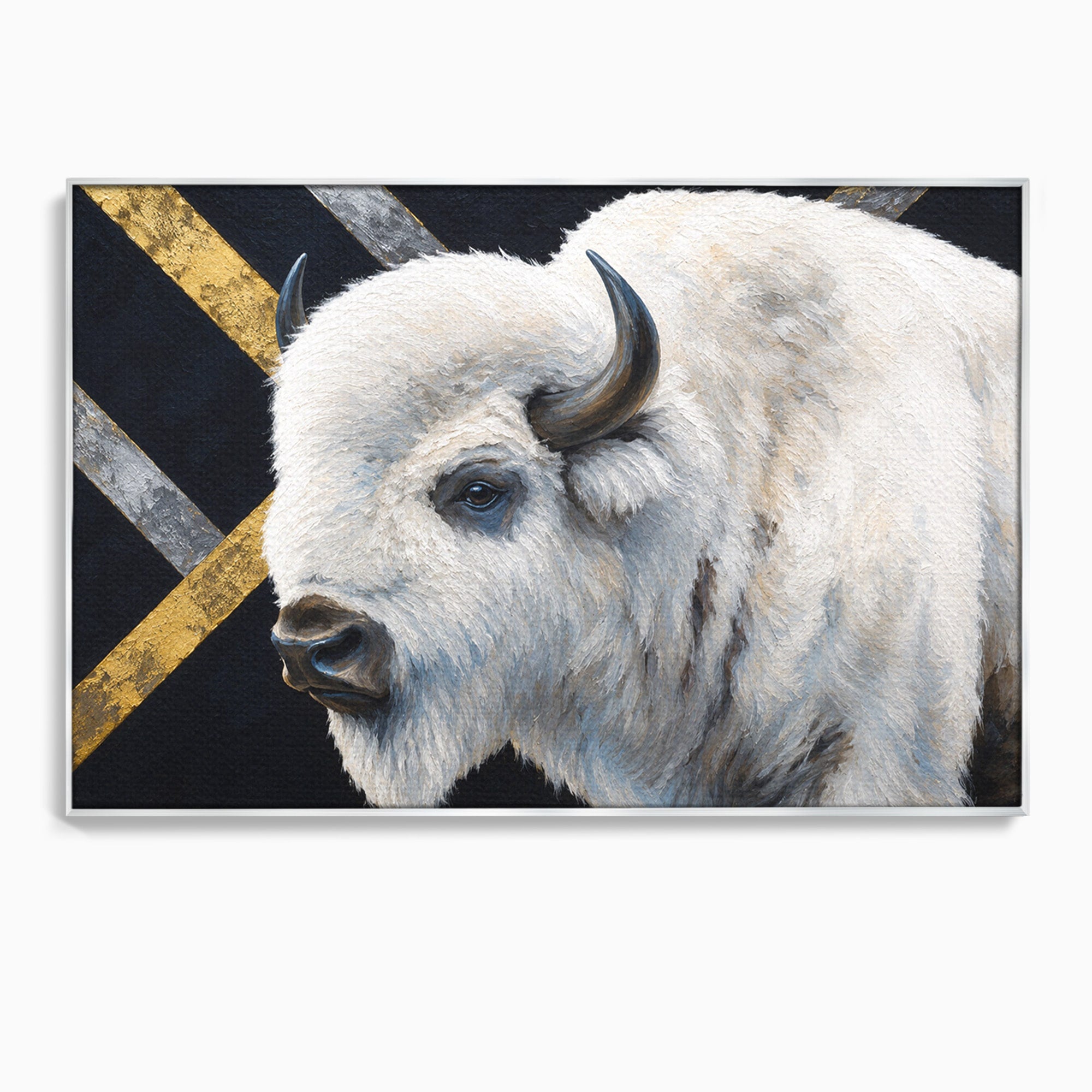 Tablou Canvas Premium LuxCanva® M1625, Bizon Alb Regal, Bizon, Animale, Portret, Salbaticie, Living, Culori Vibrante