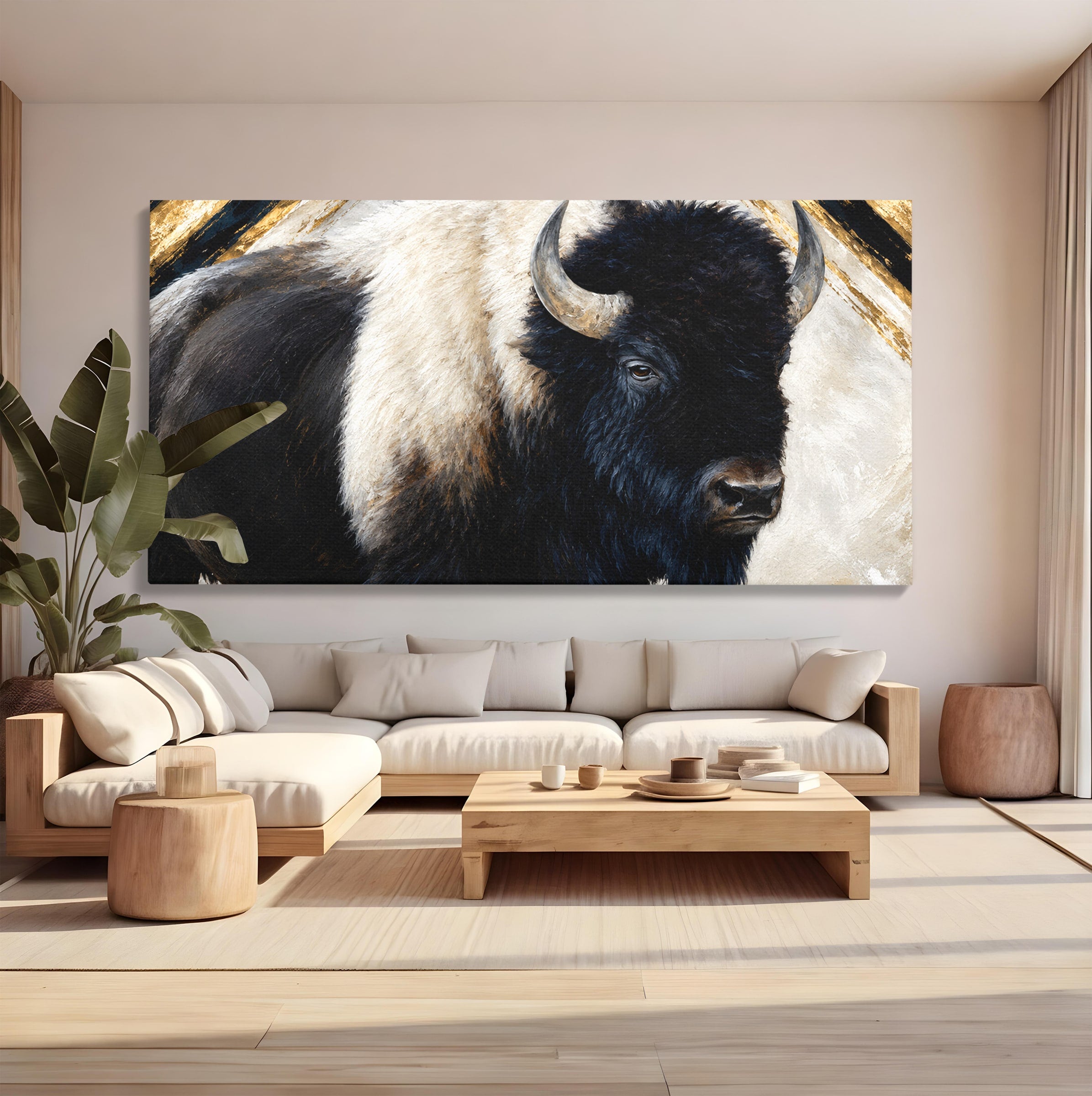 Tablou Canvas Premium LuxCanva® M1626, Bizonul Majestic, Bizon, Animale, Natura, Living, Dormitor, Culori Vibrante