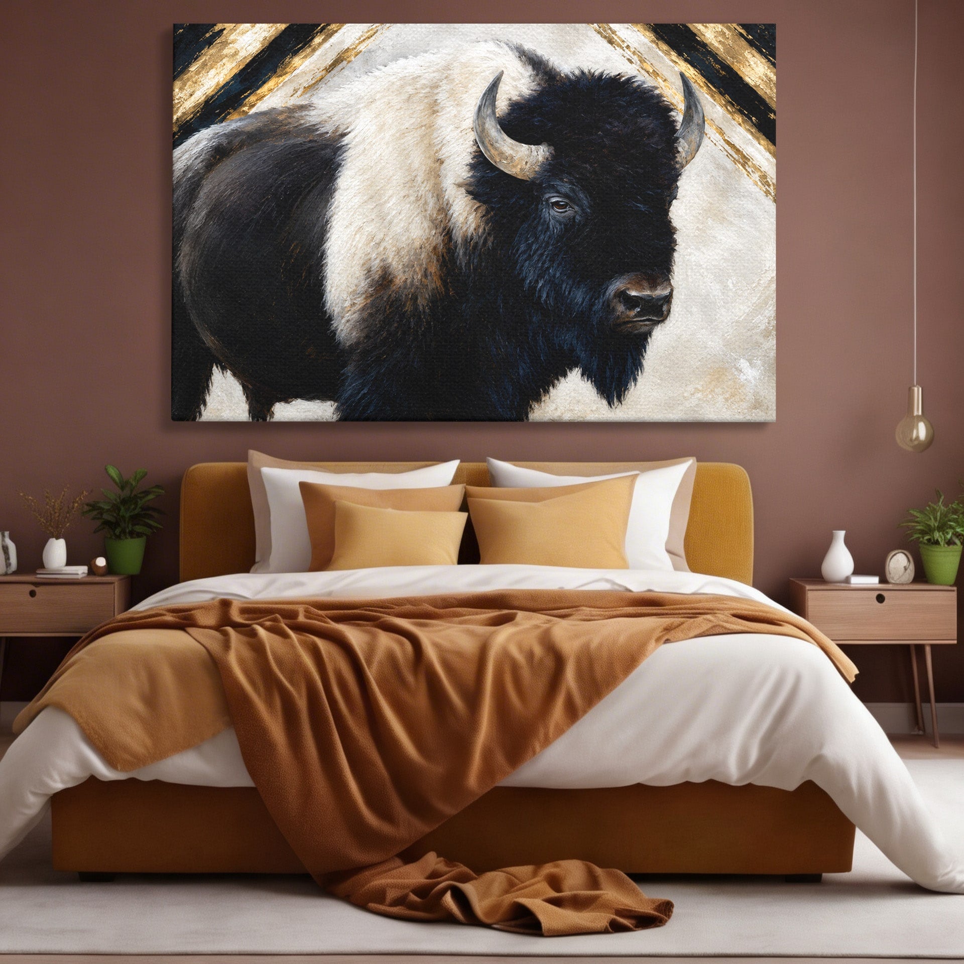 Tablou Canvas Premium LuxCanva® M1626, Bizonul Majestic, Bizon, Animale, Natura, Living, Dormitor, Culori Vibrante