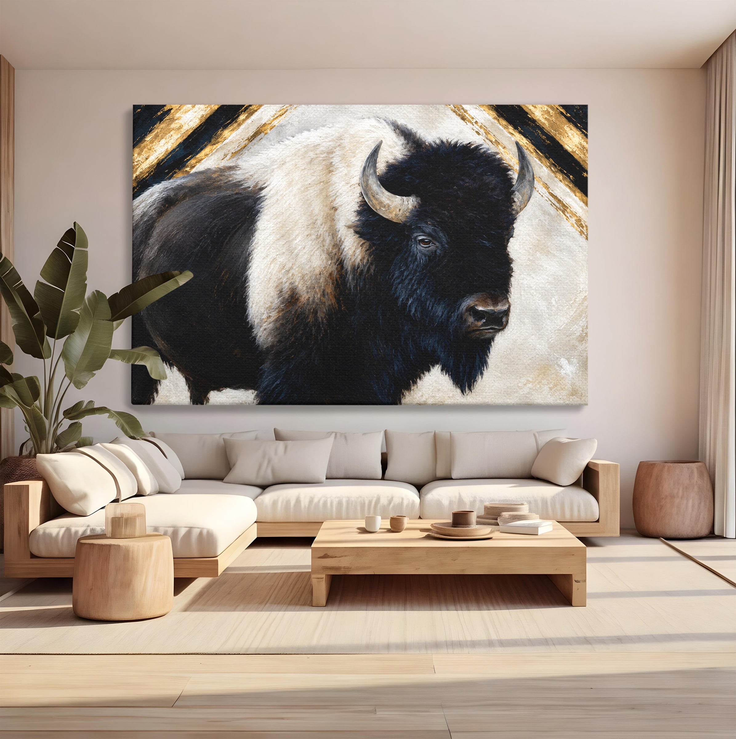 Tablou Canvas Premium LuxCanva® M1626, Bizonul Majestic, Bizon, Animale, Natura, Living, Dormitor, Culori Vibrante