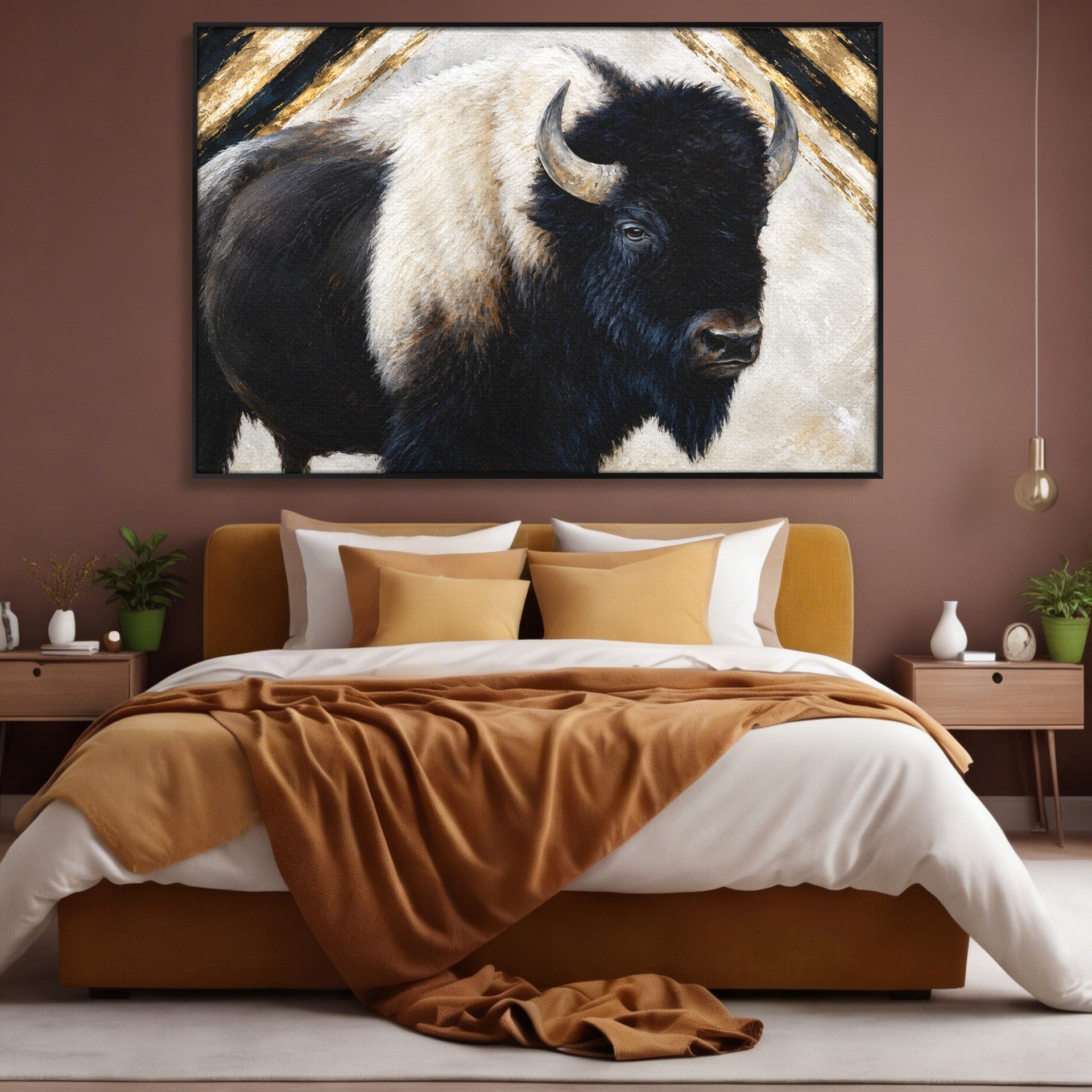 Tablou Canvas Premium LuxCanva® M1626, Bizonul Majestic, Bizon, Animale, Natura, Living, Dormitor, Culori Vibrante
