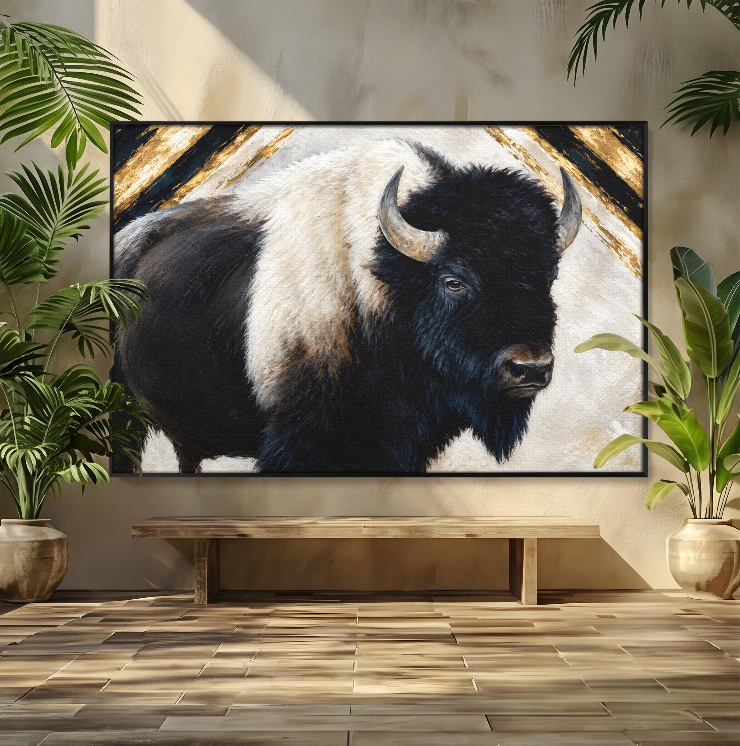Tablou Canvas Premium LuxCanva® M1626, Bizonul Majestic, Bizon, Animale, Natura, Living, Dormitor, Culori Vibrante