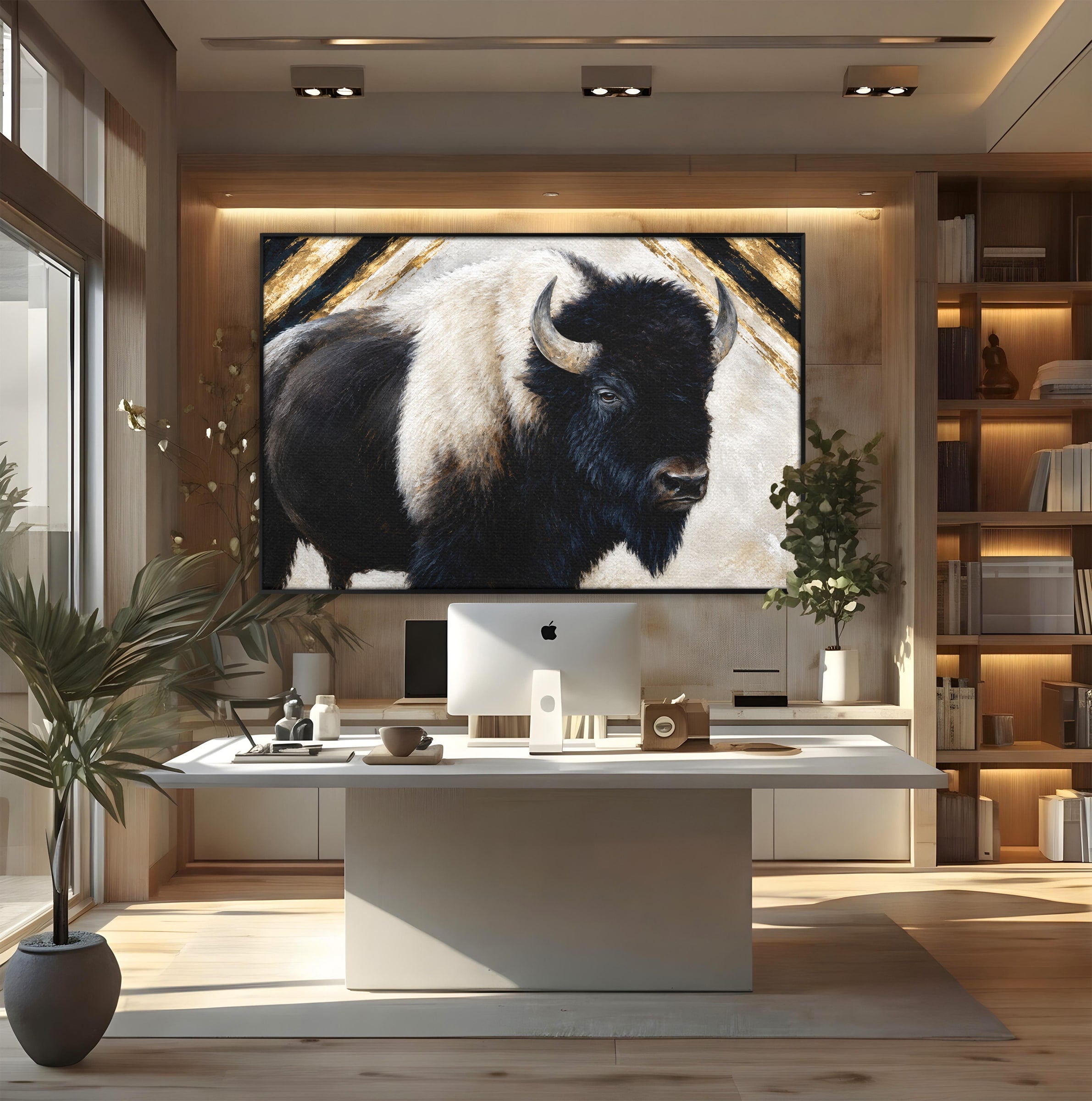 Tablou Canvas Premium LuxCanva® M1626, Bizonul Majestic, Bizon, Animale, Natura, Living, Dormitor, Culori Vibrante