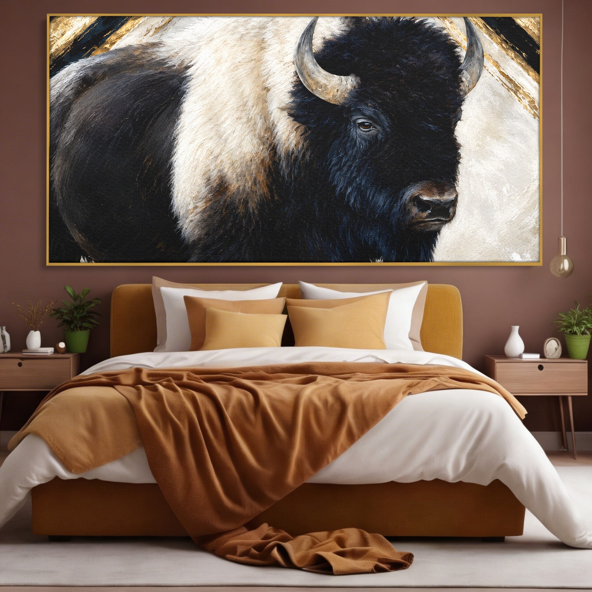 Tablou Canvas Premium LuxCanva® M1626, Bizonul Majestic, Bizon, Animale, Natura, Living, Dormitor, Culori Vibrante